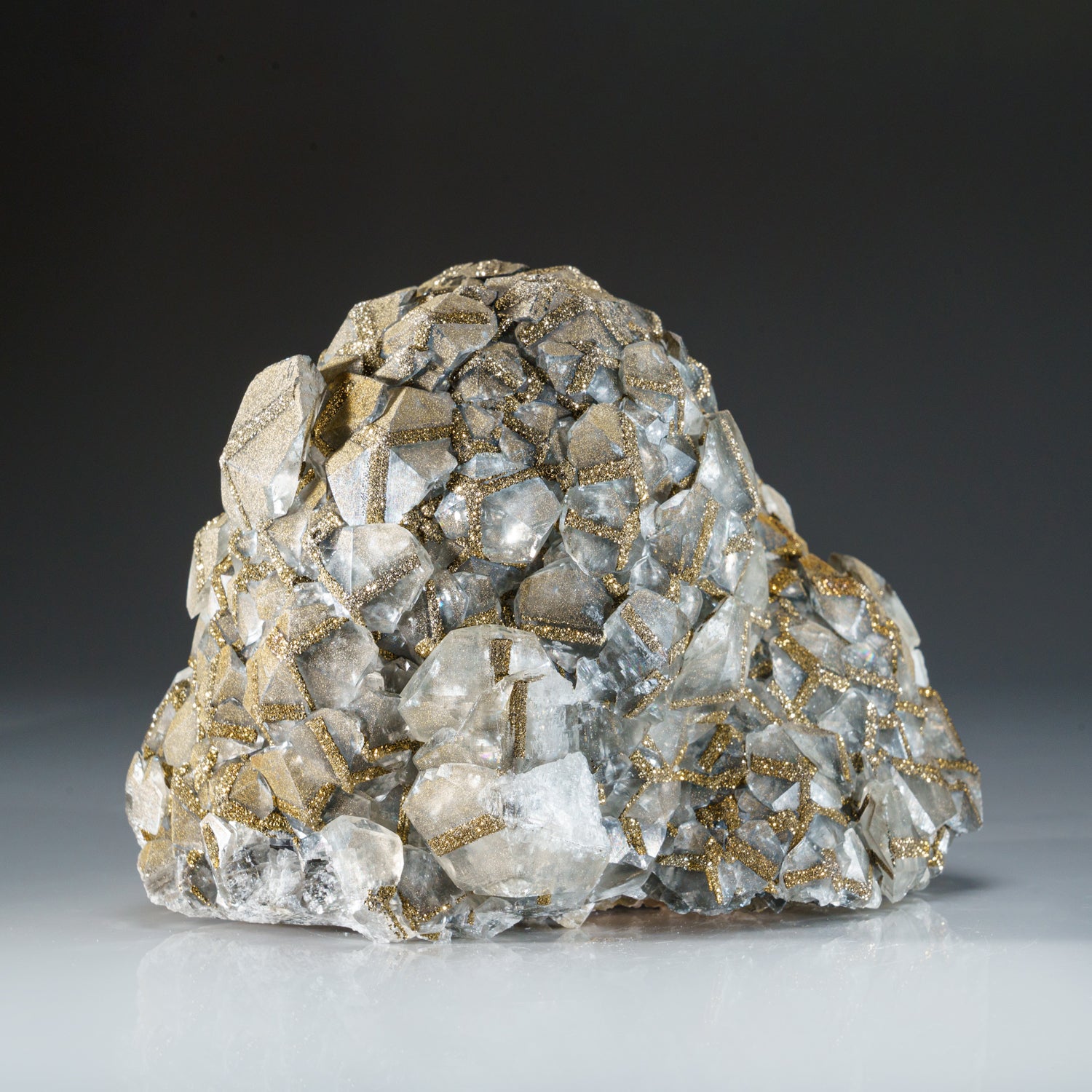 Mercedes Calcite with Pyrite Crystal Cluster from China
