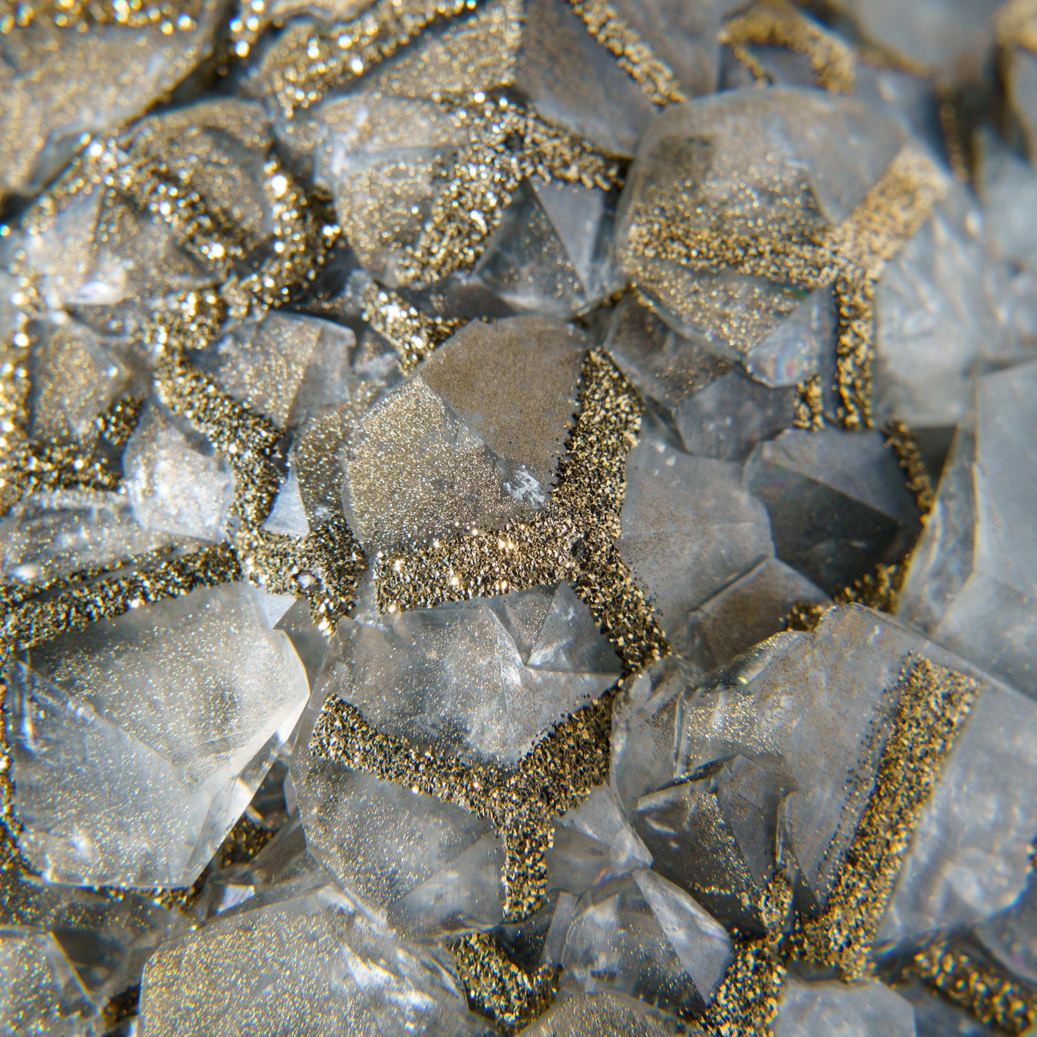 Mercedes Calcite with Pyrite Crystal Cluster from China