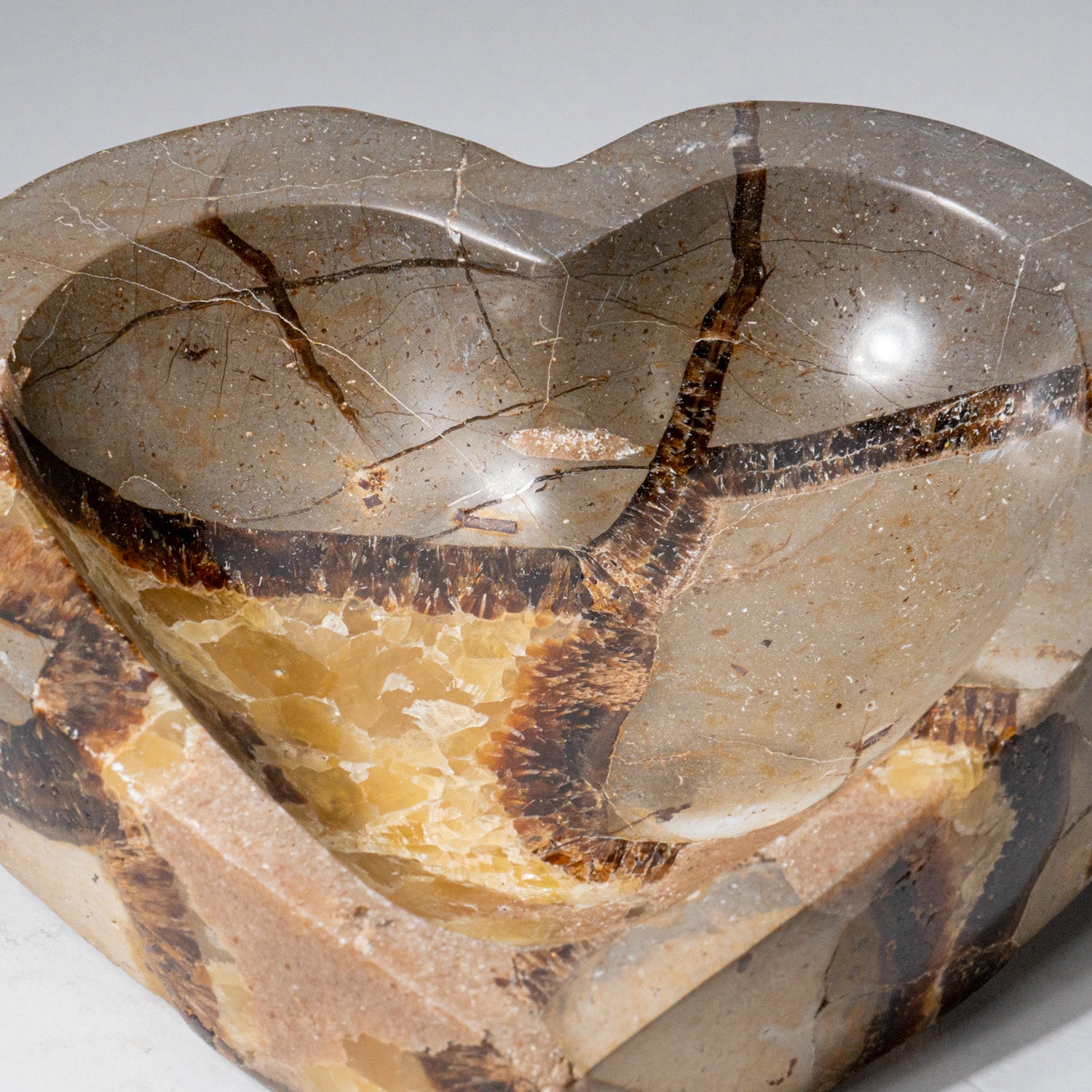 Genuine Polished Septarian Heart Shaped Bowl (2 lbs)