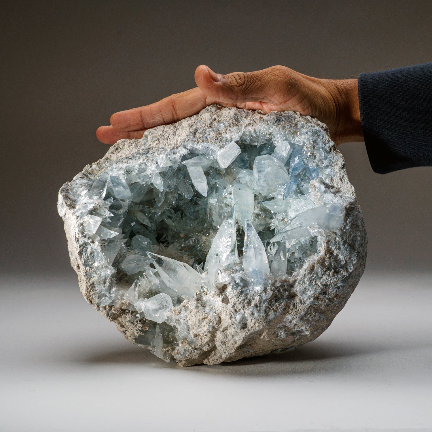 Blue Celestite Cluster Geode From Sankoany, Ketsepy Mahajanga, Madagascar (13.5 lbs)