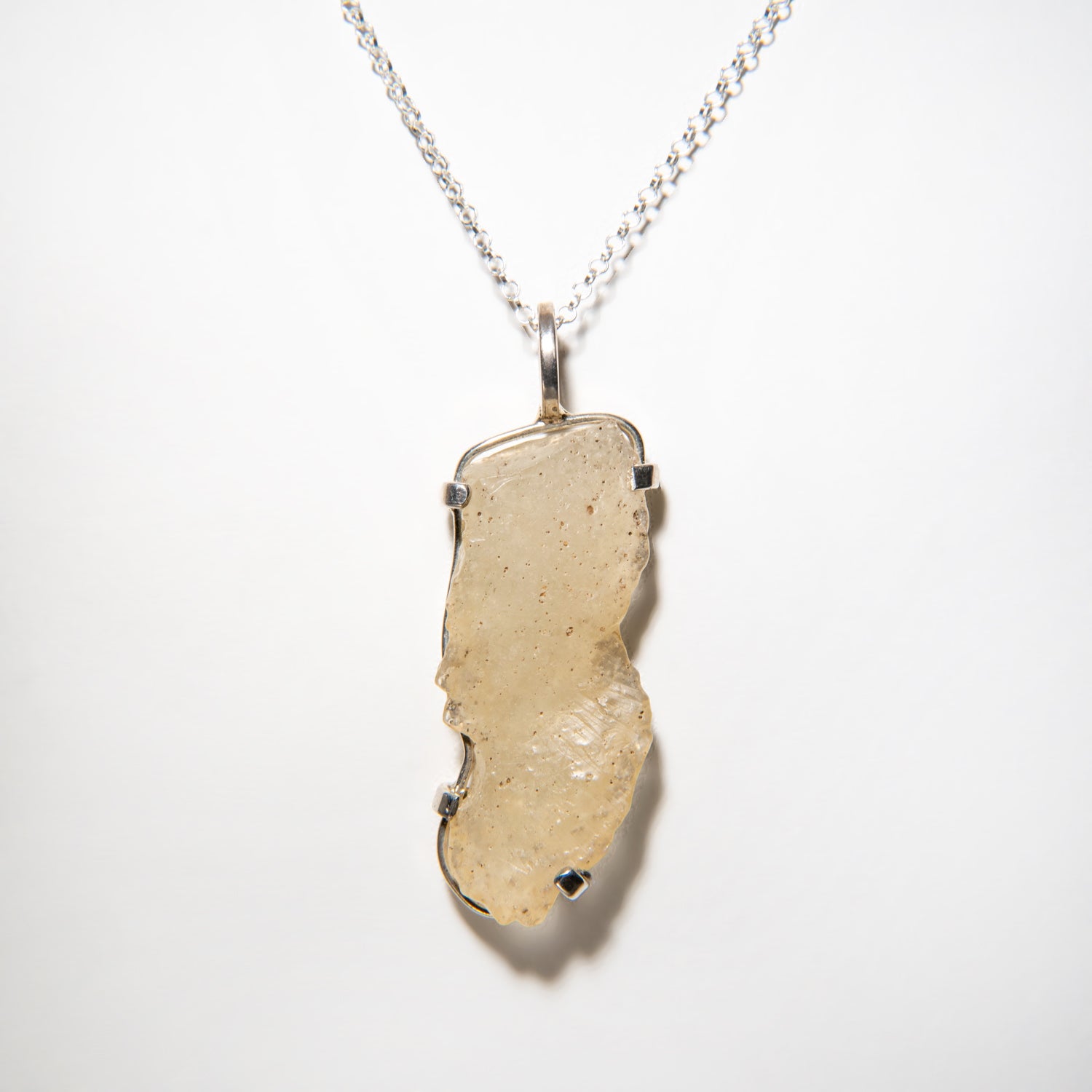 Genuine Libyan Desert Glass Pendant (10.4 grams) with 18" Sterling Silver Chain