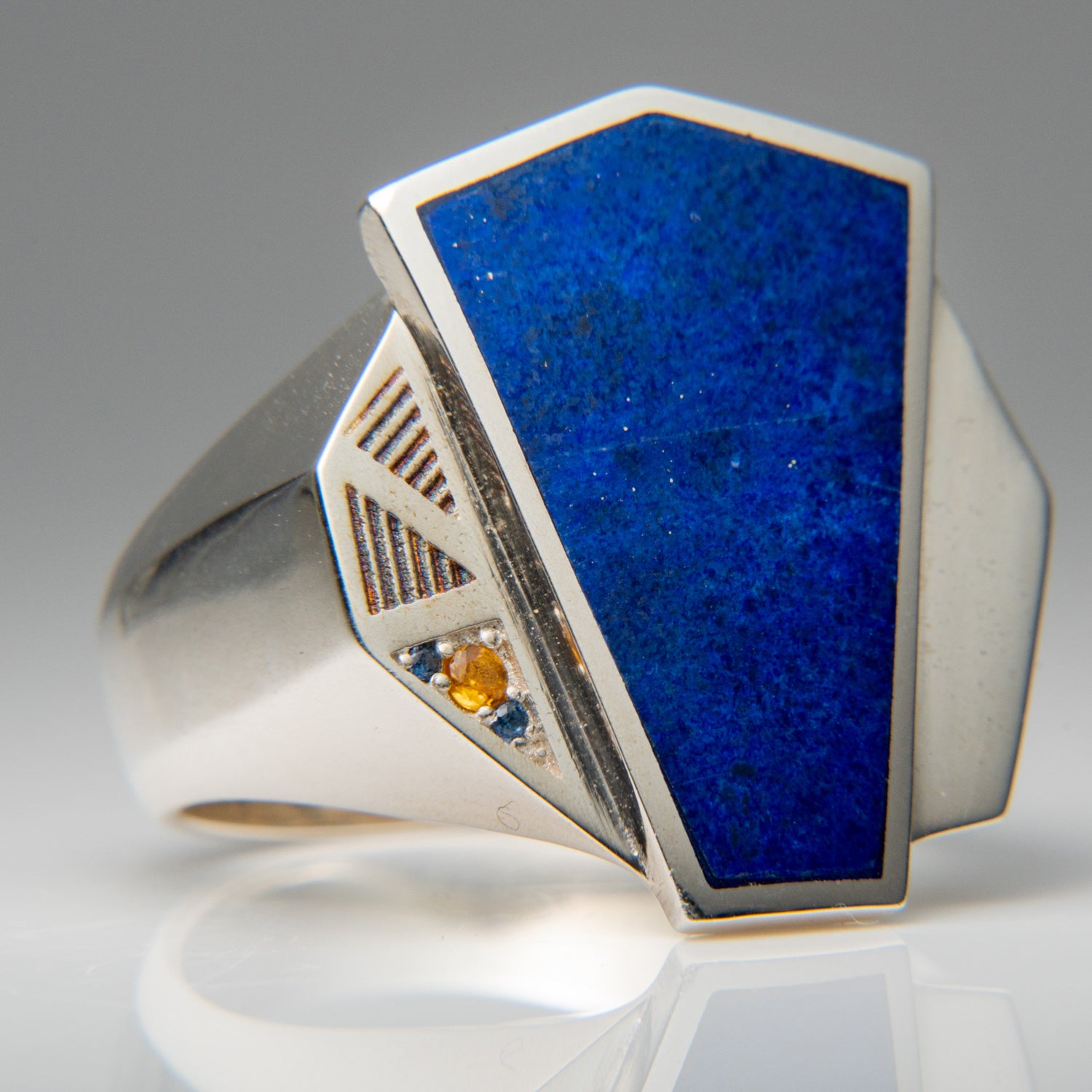 Genuine Lapis Lazuli Sterling Silver Men's Ring (Size 10.5)