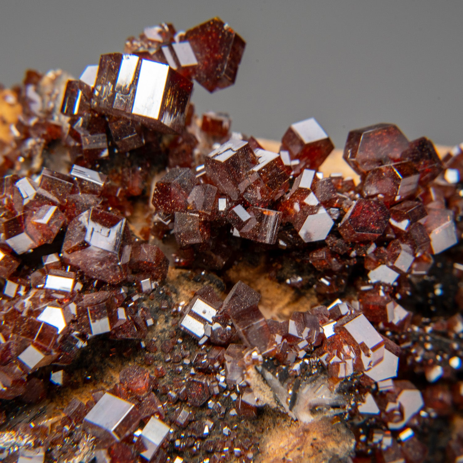 Vanadinite Crystal Cluster on Matrix from Mibladen, Atlas Mountains, Khénifra Province, Morocco