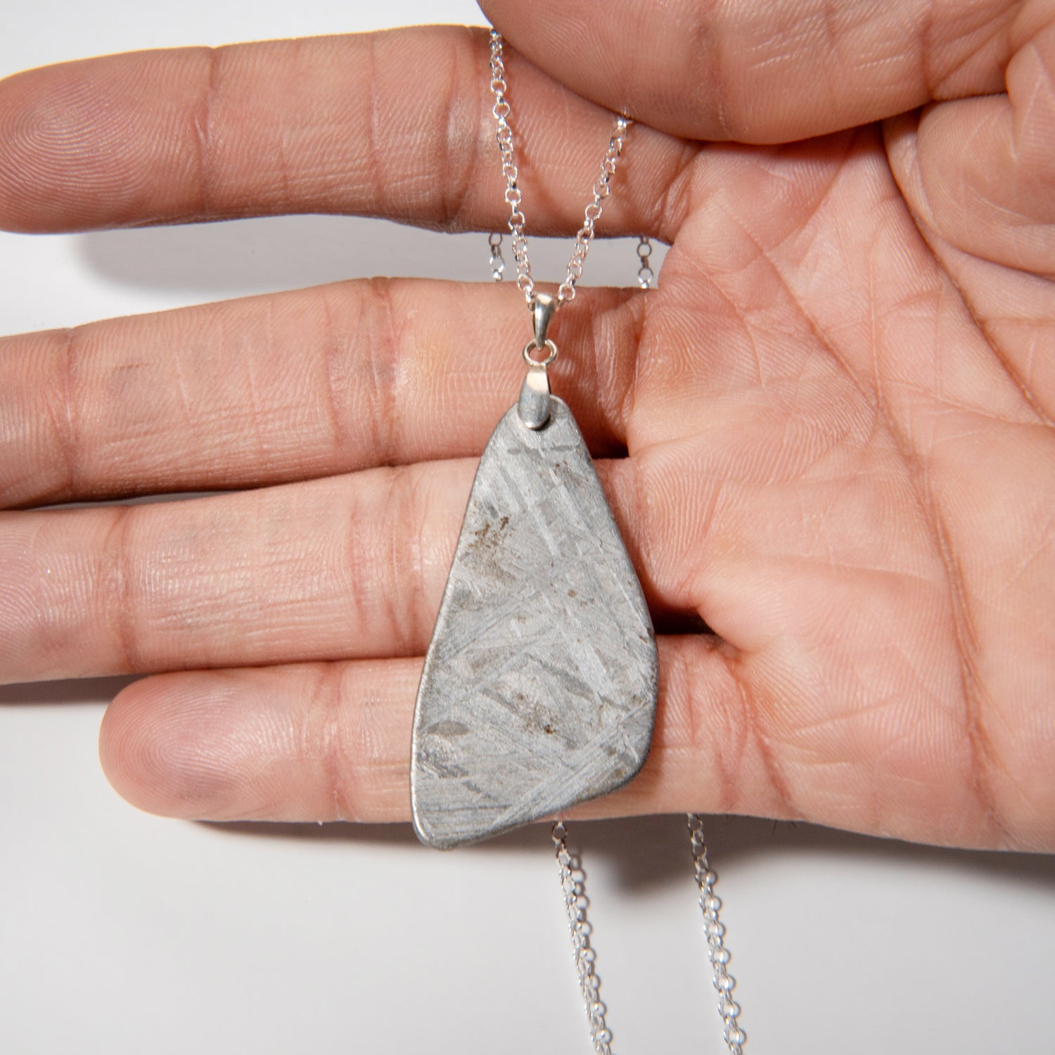 Polished Seymchan Meteorite pendant (8.8 grams) with 18" Sterling Silver Chain