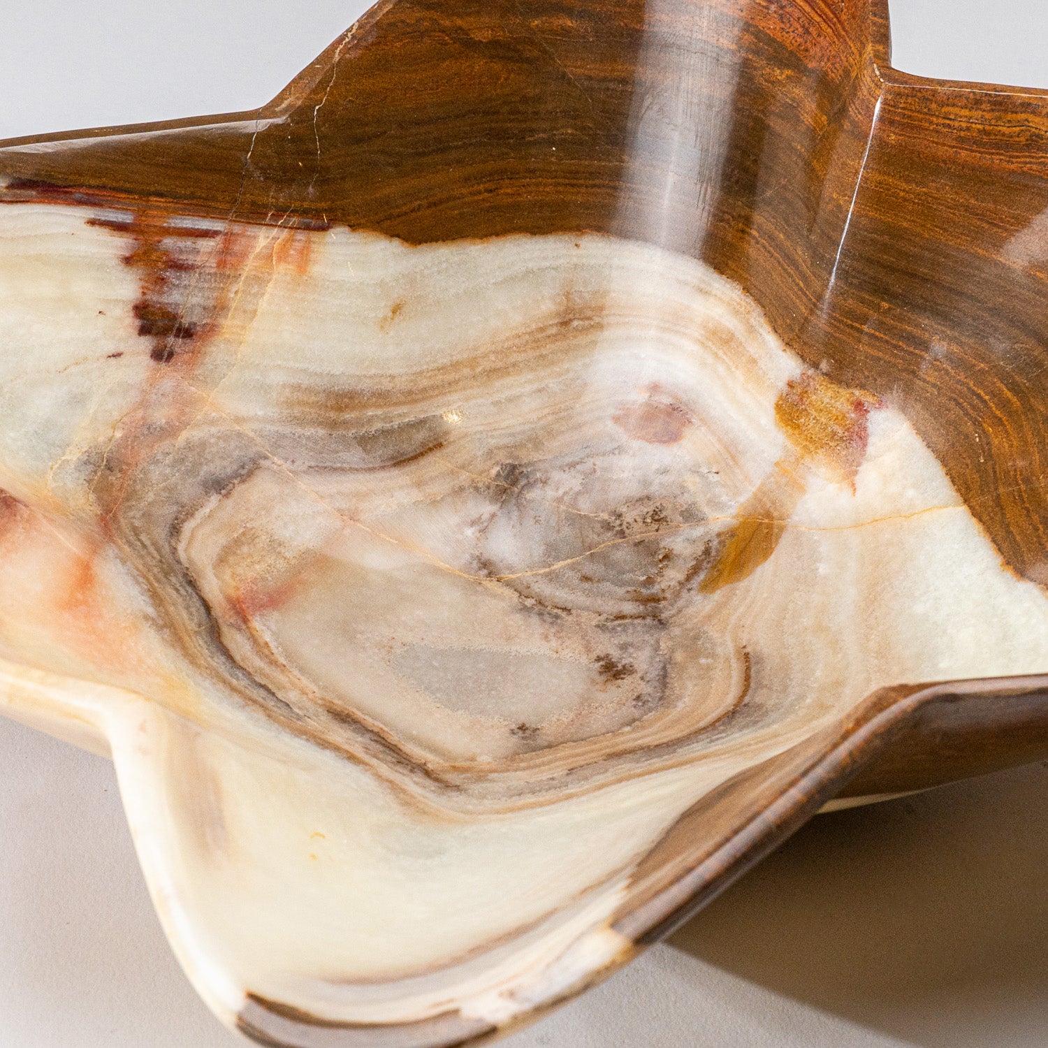 Genuine Polished Brown and White Onyx Bowl from Pakistan (7.4 lbs)