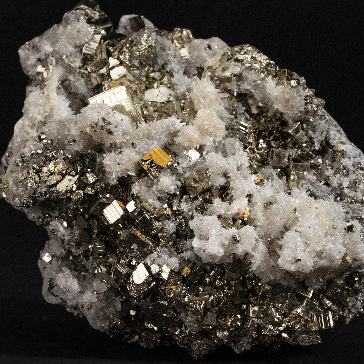 Pyrite with Quartz from Huaron District, Cerro de Pasco Province, Pasco Department, Peru
