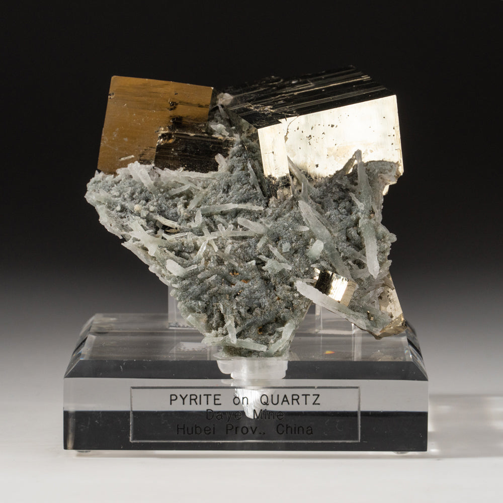 Pyrite on Quartz from Daye Mine, Hubei Province, China