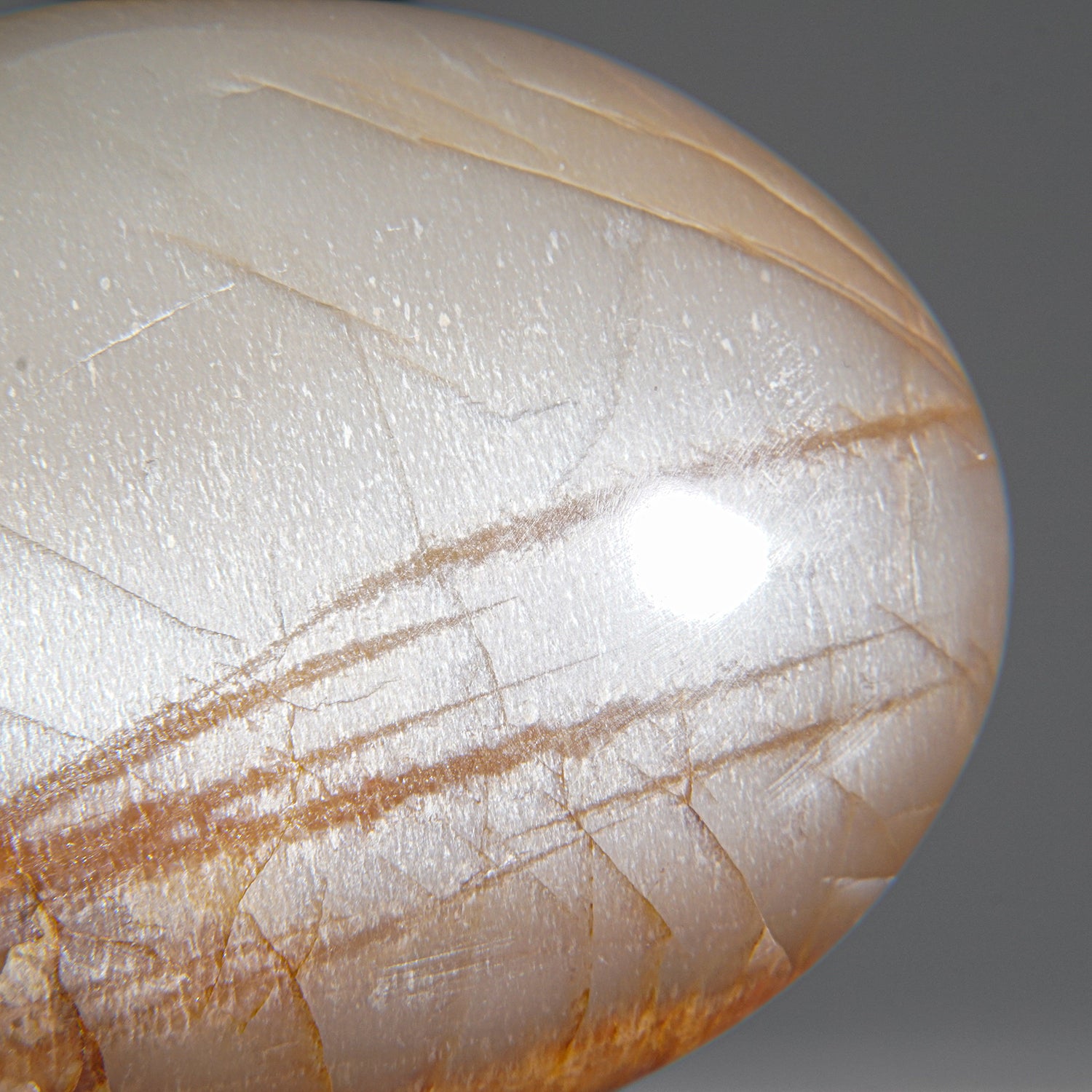 Genuine Polished Peach Moonstone Palm Stone