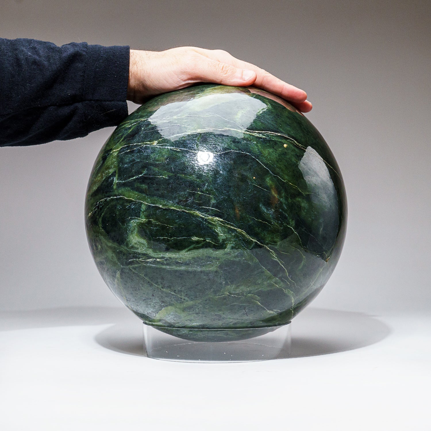 Huge Genuine Polished Nephrite Jade Sphere from Pakistan (65 lbs)