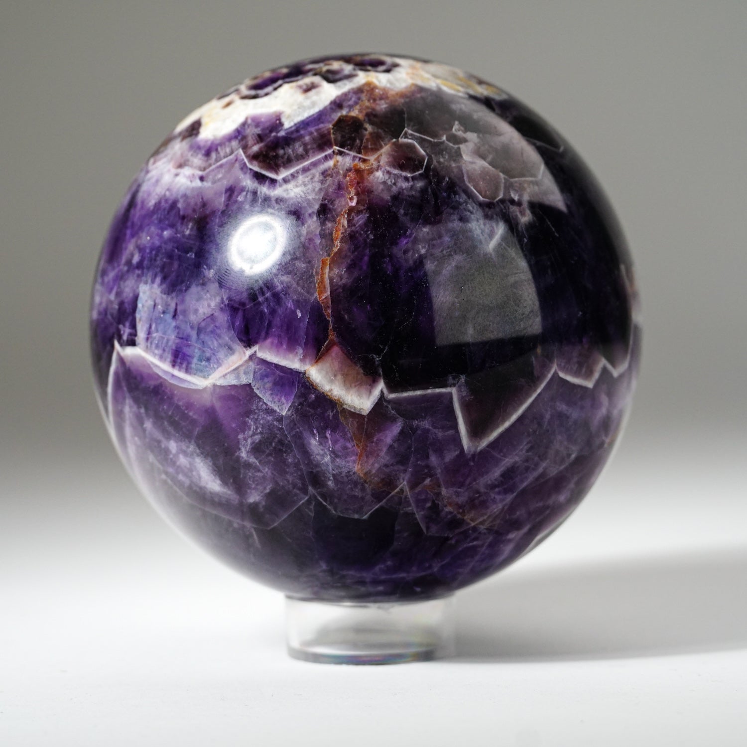Polished Chevron Amethyst Sphere from Brazil (4", 3.2 lbs)