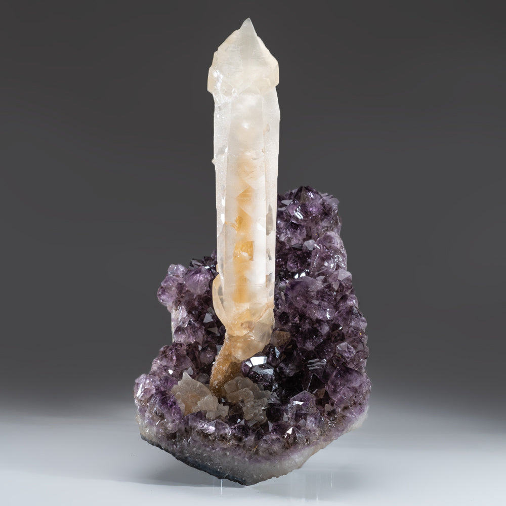 Natural Calcite on Amethyst cluster (15 lbs)