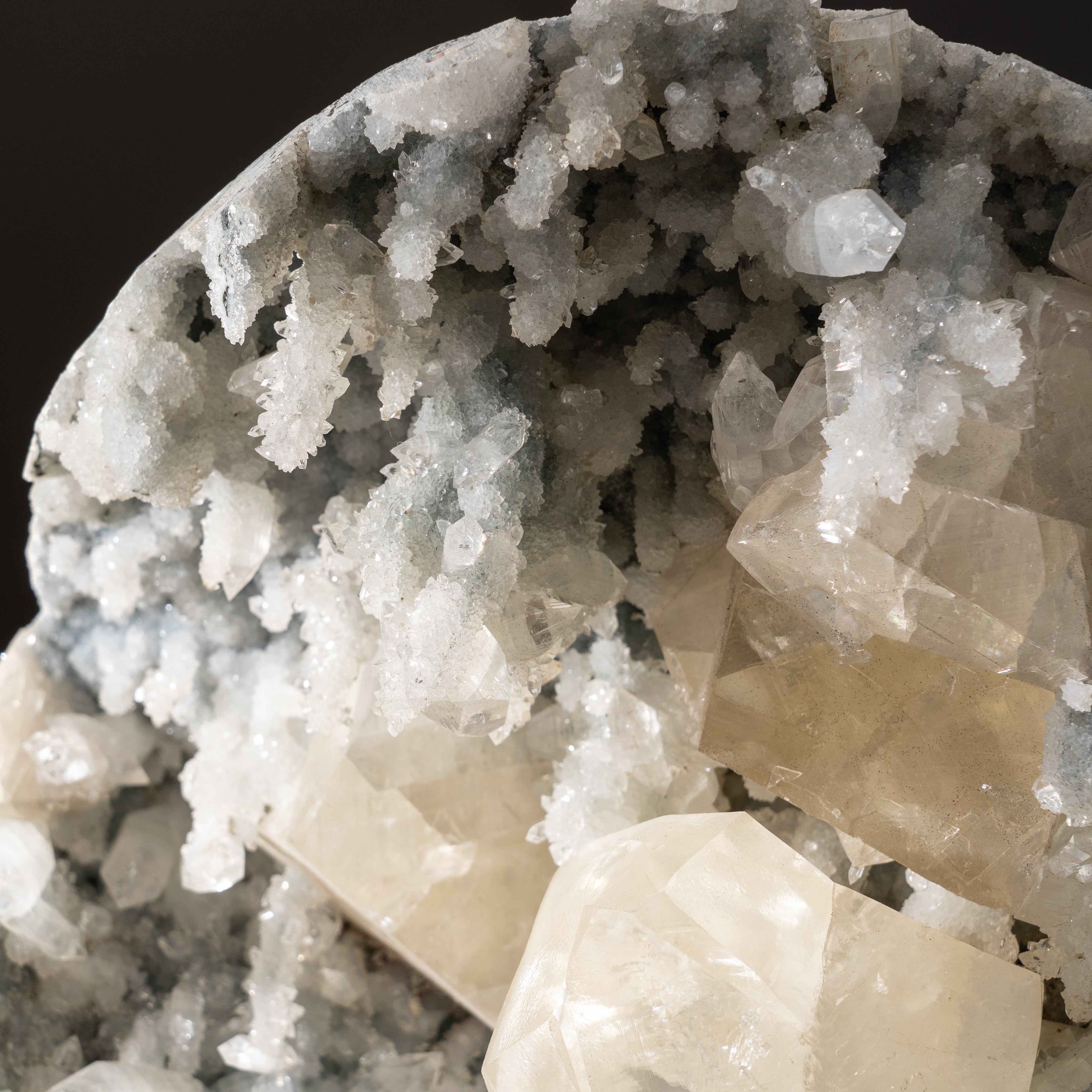Golden Calcite with Apophyllite Geode From Nasik District, Maharashtra, India