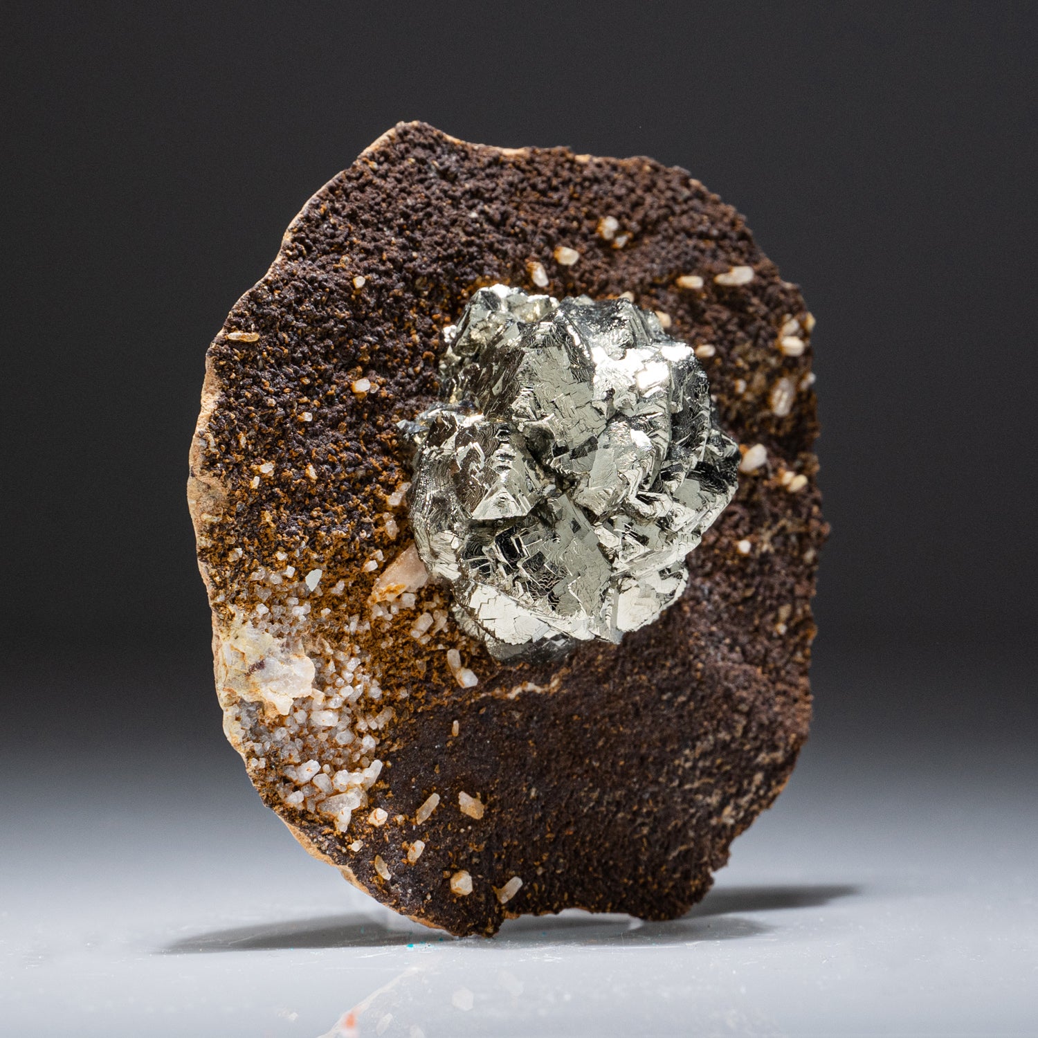 Pyrite Crystal Cluster on Matrix from Yaogangxian Mine, Nanling Mountains, Hunan Province, China (350.7 grams)