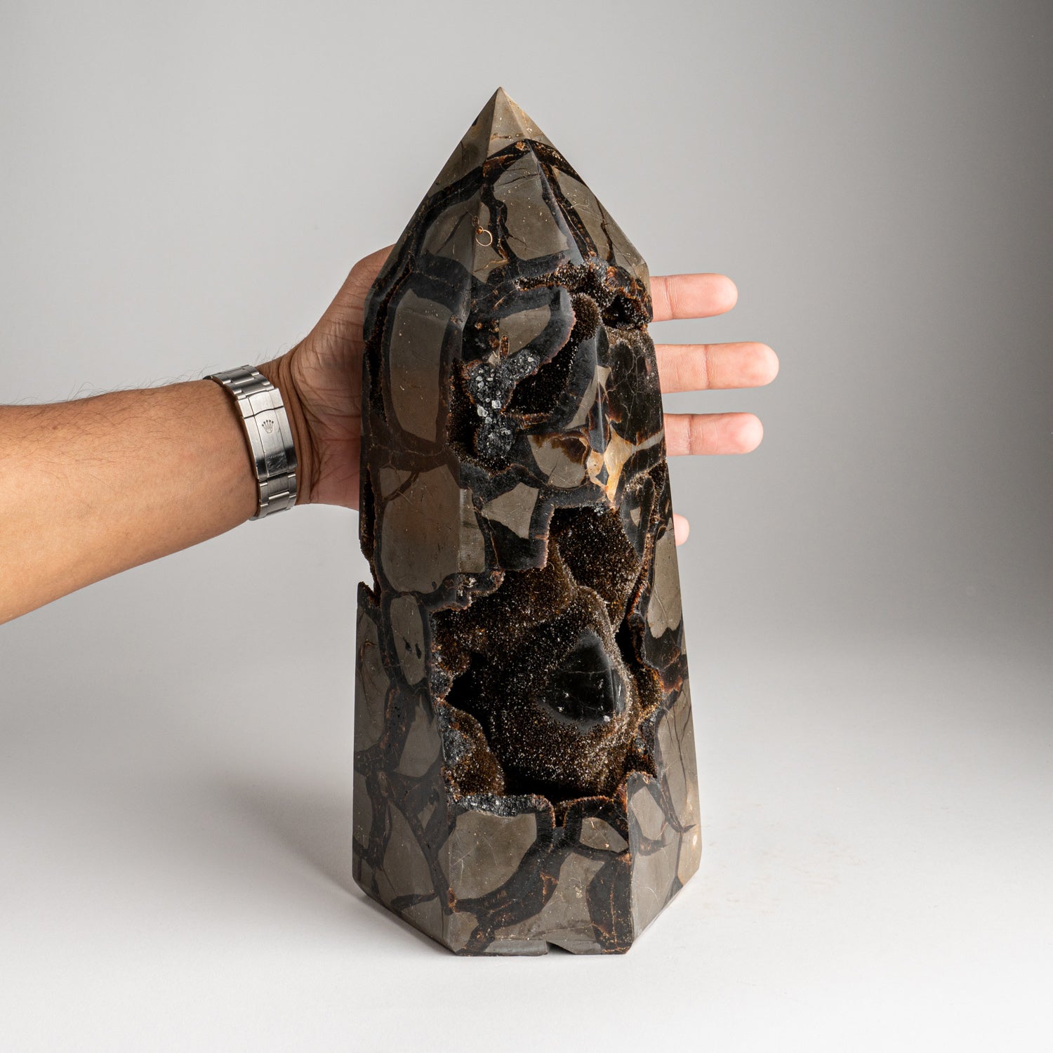 Genuine Polished Septarian Druzy Point from Madagascar (15 lbs)
