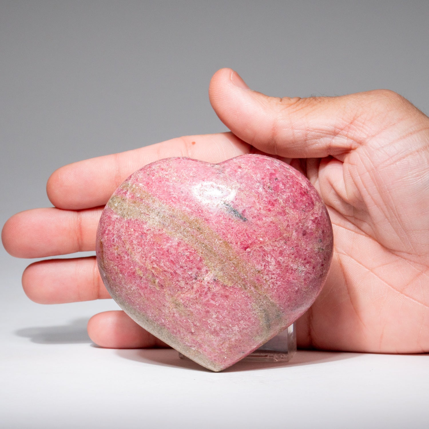 Polished Imperial Rhodonite Heart from Madagascar (468.4 grams)
