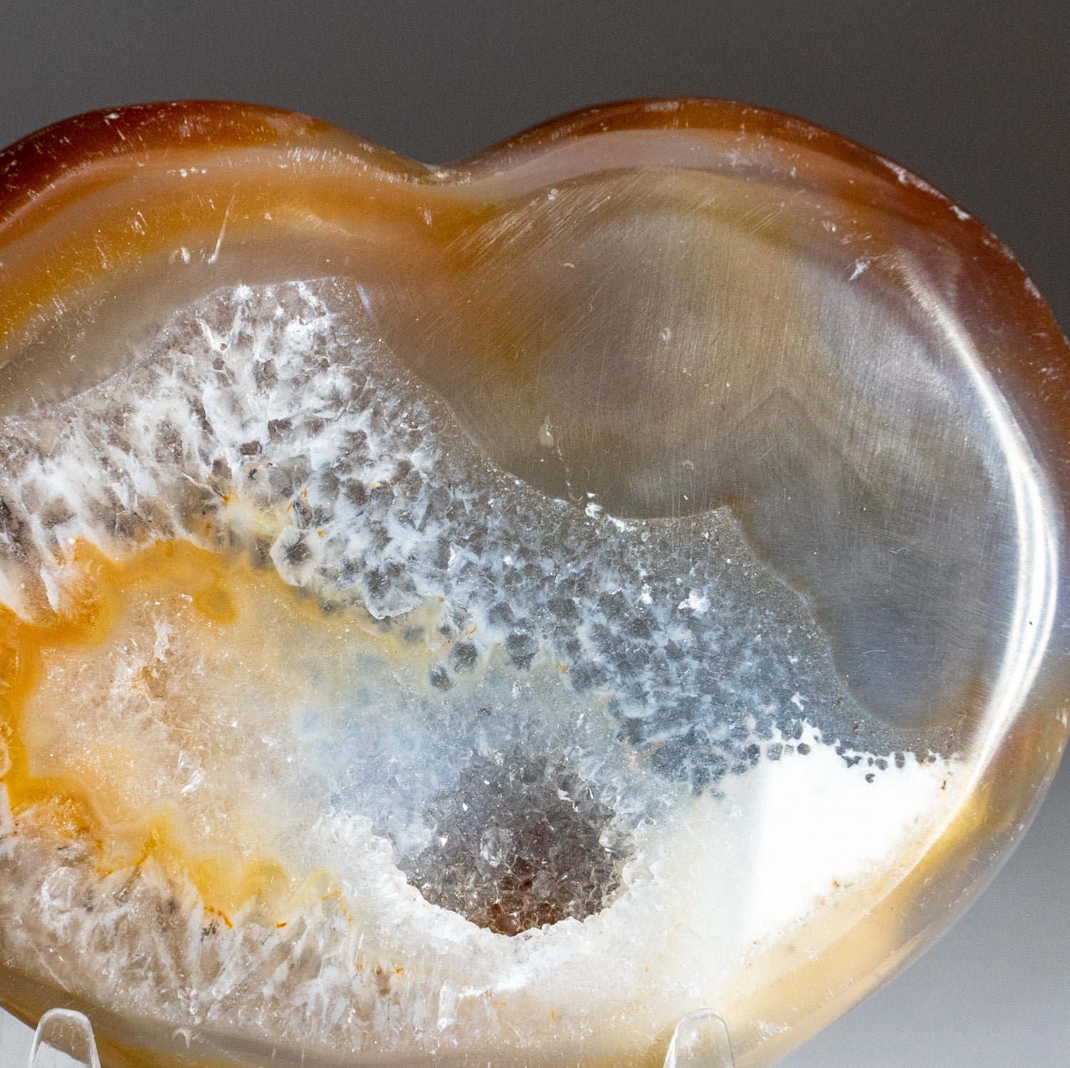 Genuine Banded Agate Druzy Geode Heart from Uruguay (146.3 grams)