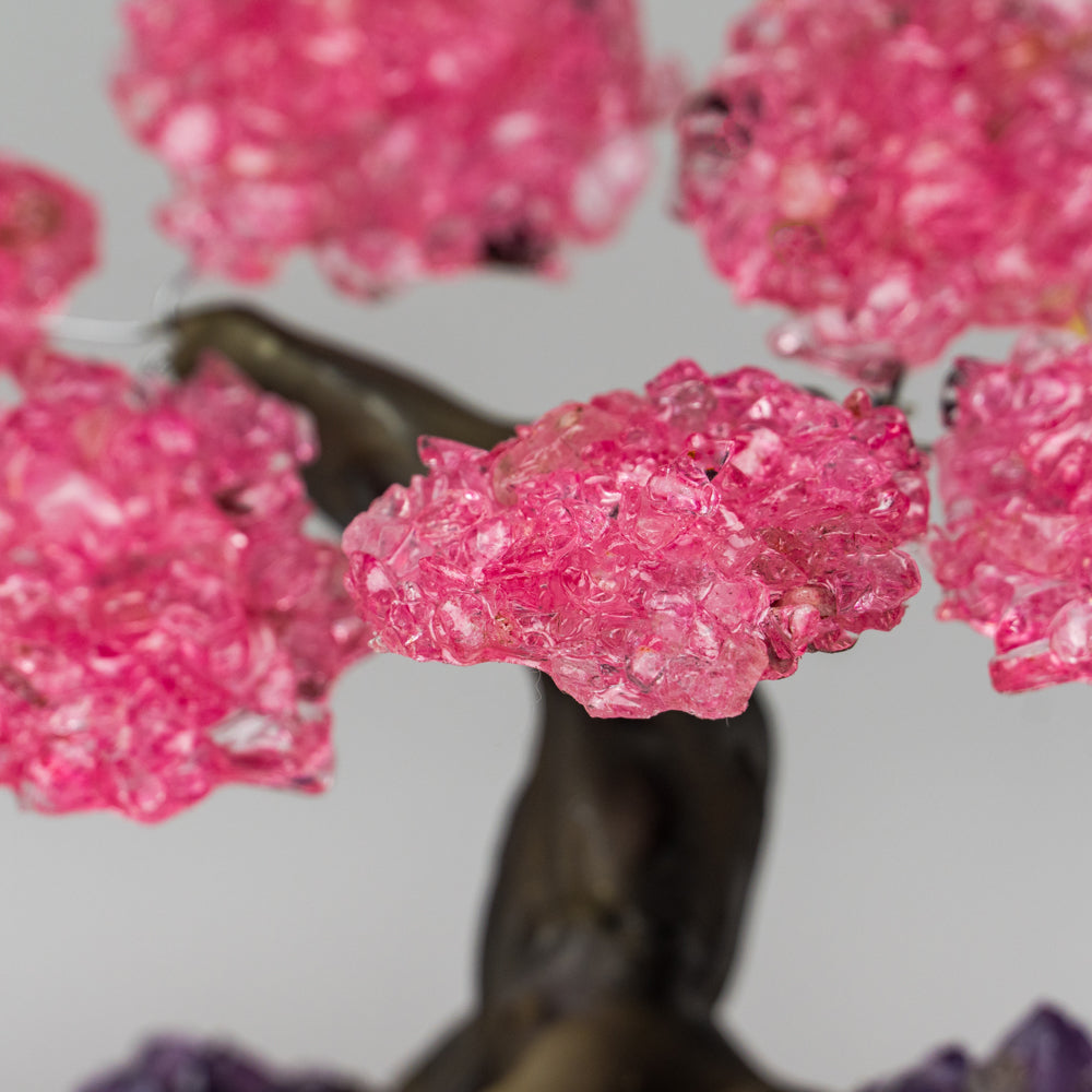 Small - Genuine Rose Quartz Clustered Gemstone Tree on Amethyst Matrix (The Love Tree)