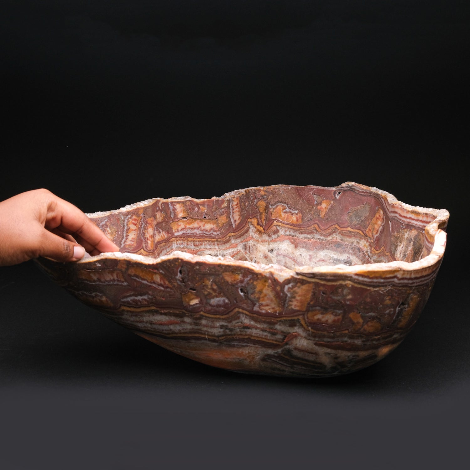 Genuine Saffron Brown Onyx Bowl From Mexico (14.4 lbs)