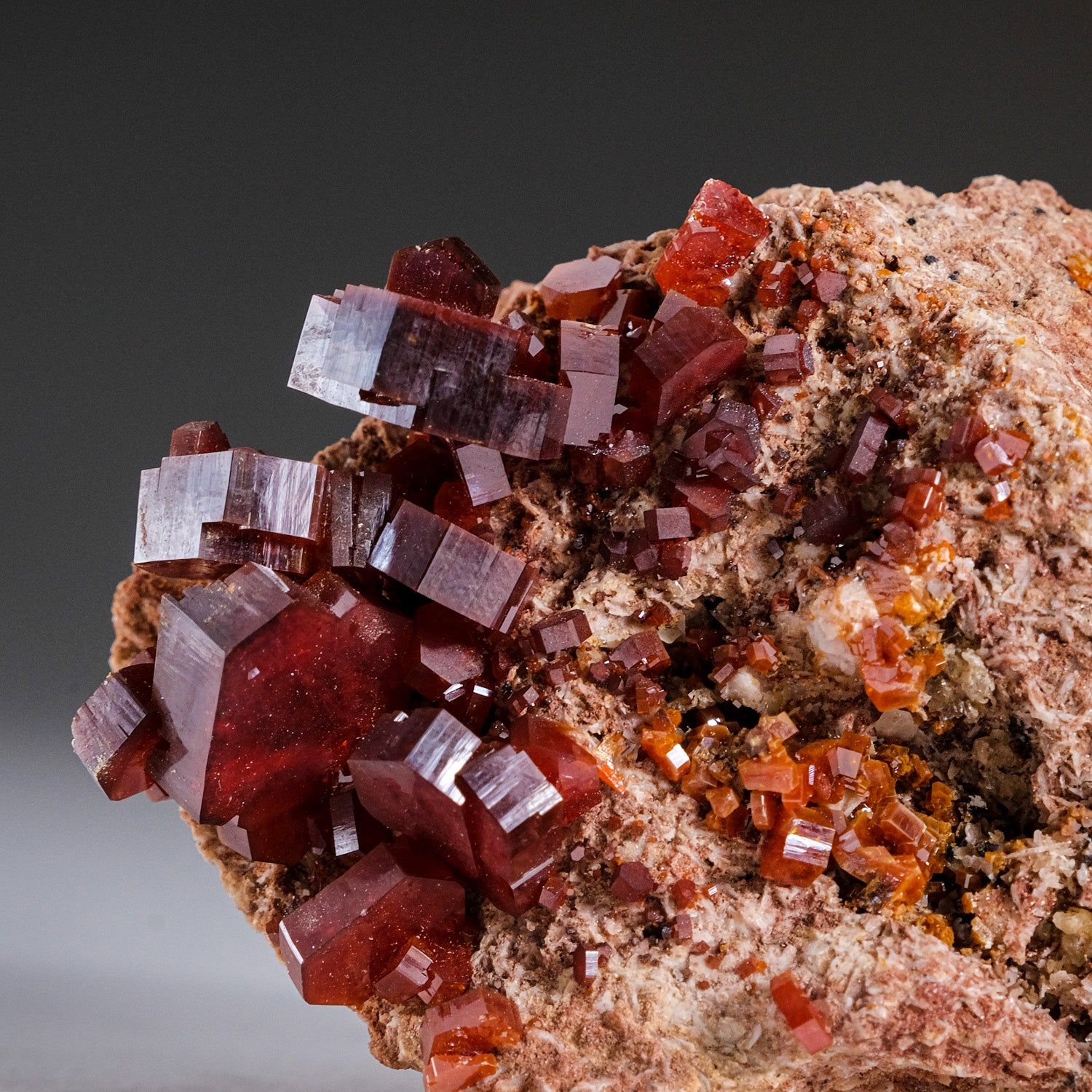 Genuine Vanadinite Crystal Cluster on Matrix from Morocco (170 grams)