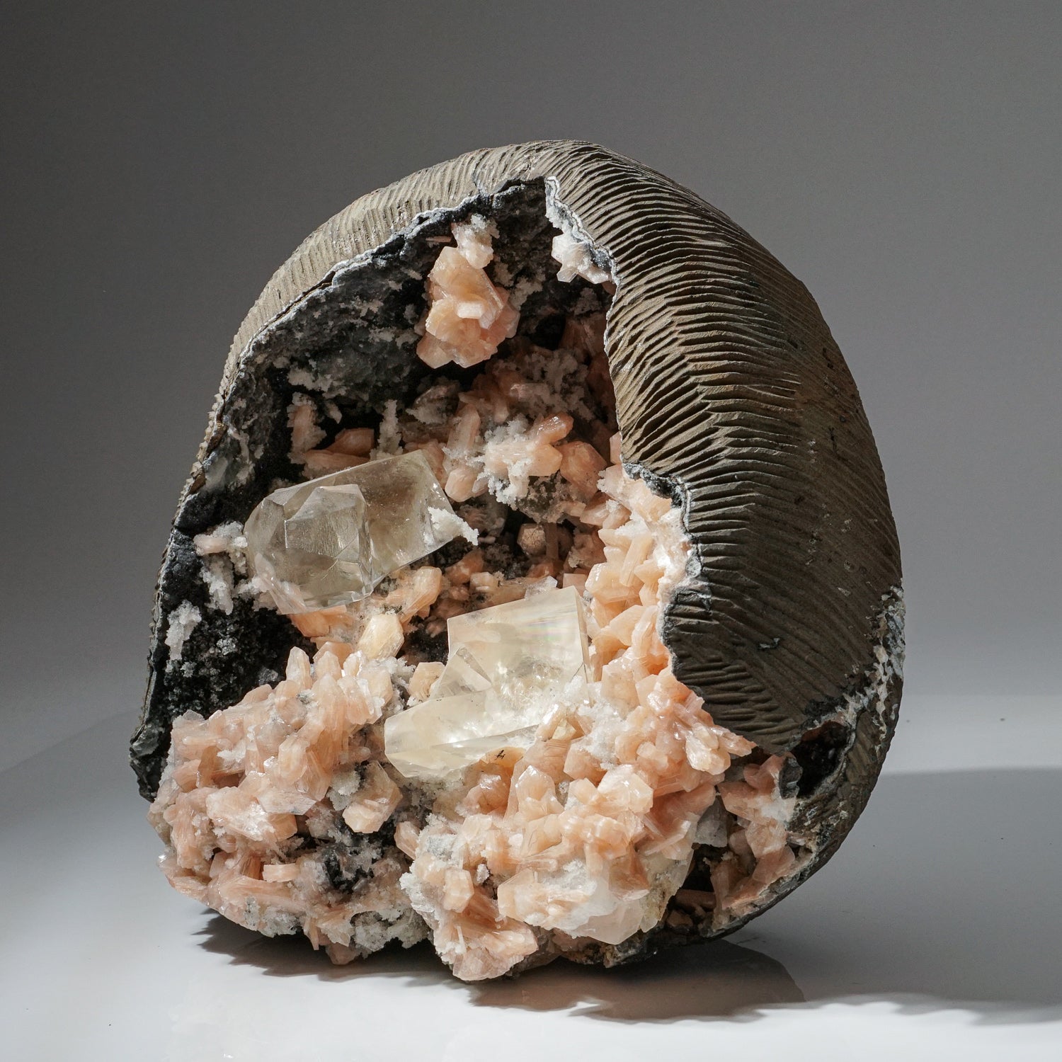 Apophyllite Geode with Stilbite and Golden Calcite From Nasik District, Maharashtra, India