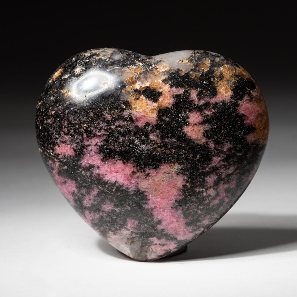 Polished Imperial Rhodonite Heart from Madagascar (300 grams)
