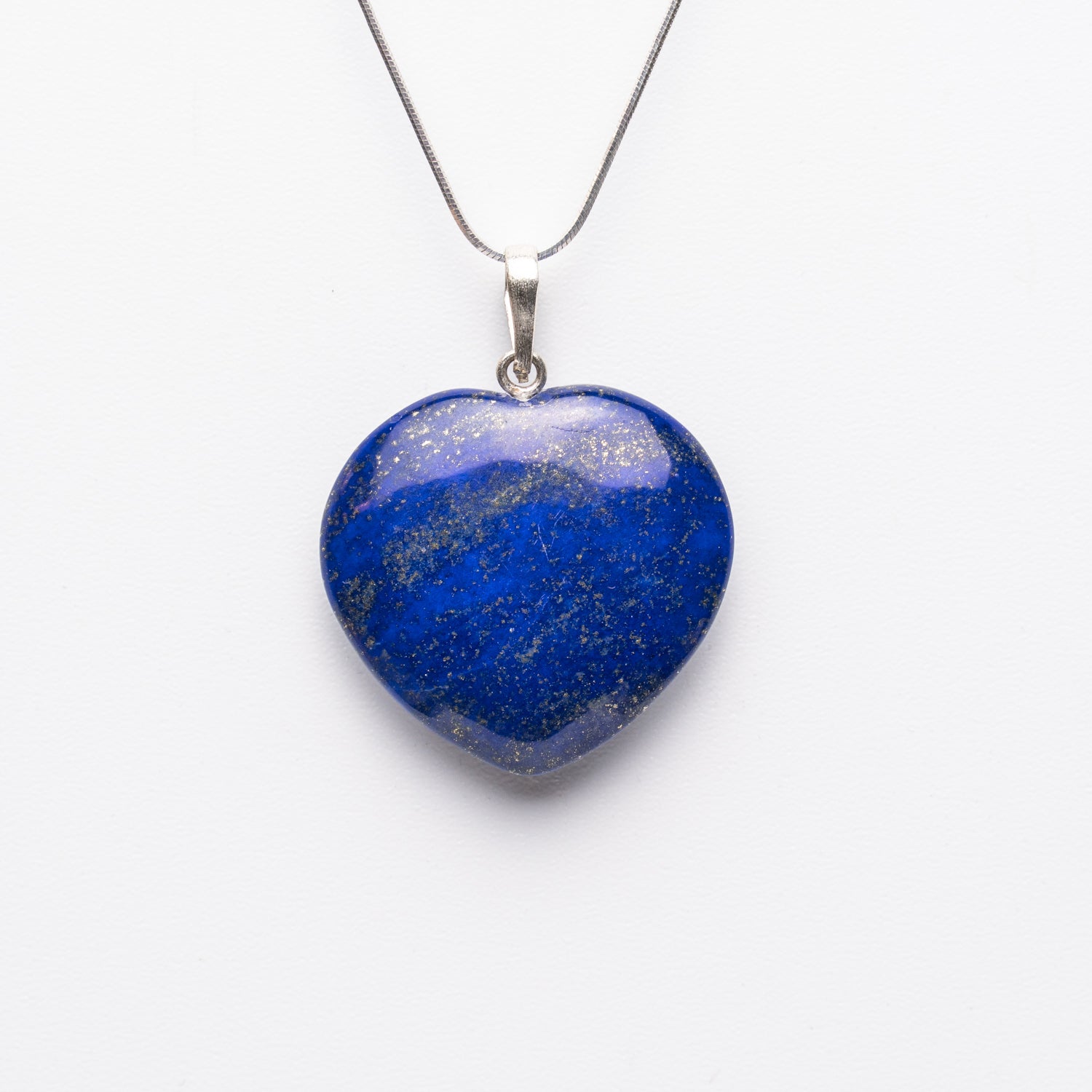 Genuine Lapis Lazuli Heart Pendant (11 grams) with Sterling Silver Chain