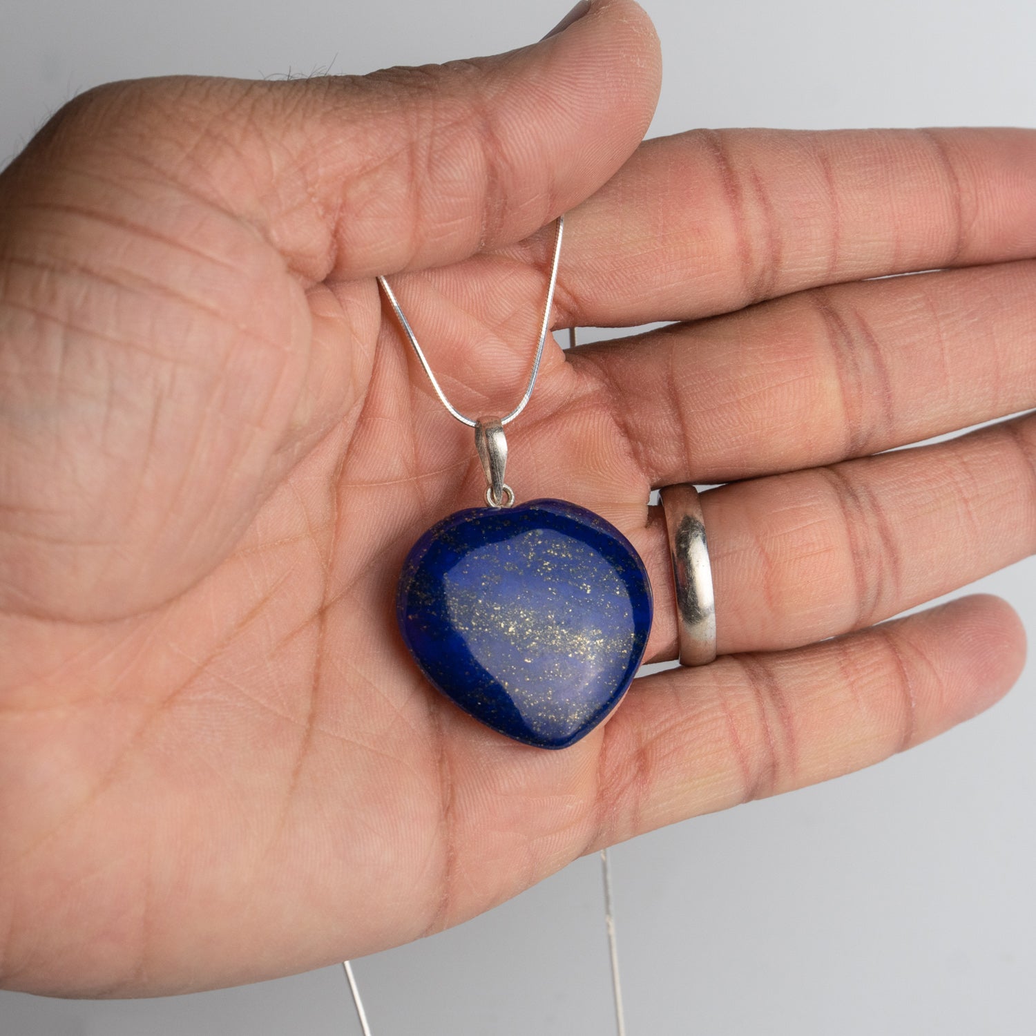 Genuine Lapis Lazuli Heart Pendant (11 grams) with Sterling Silver Chain