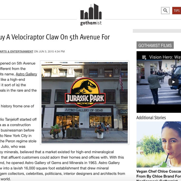 Gothamist: You Can Buy A Velociraptor Claw On 5th Avenue For $12,000