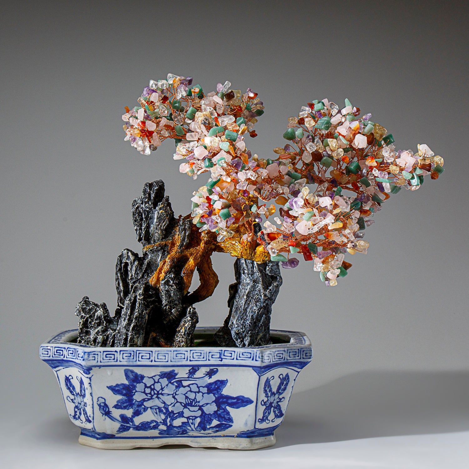 colorful bonsai tree for sale Genuine Multi Gemstone Bonsai Tree in Square Ceramic Pot (13” Tall) — Astro Gallery of Gems