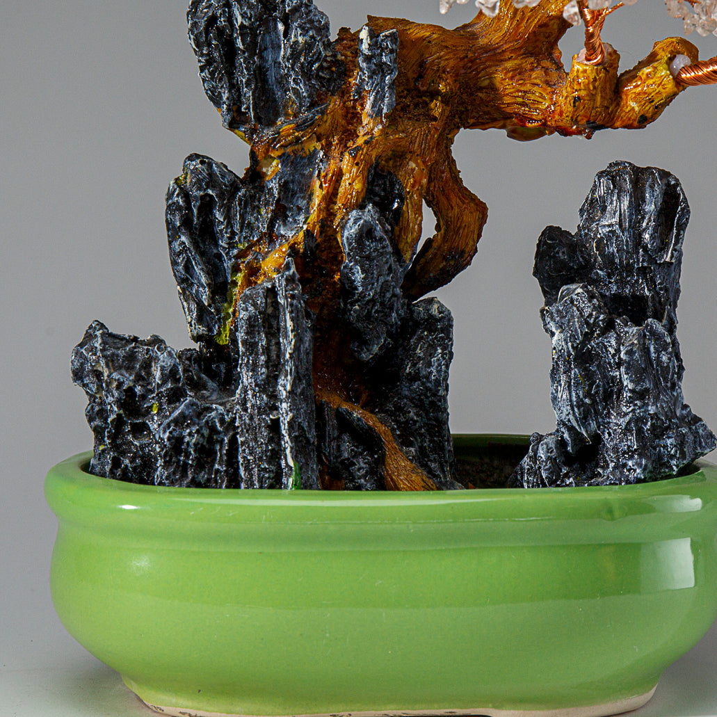 Genuine Quartz Gemstone Bonsai Tree in Oval Ceramic Pot (12” Tall) — Astro  Gallery of Gems