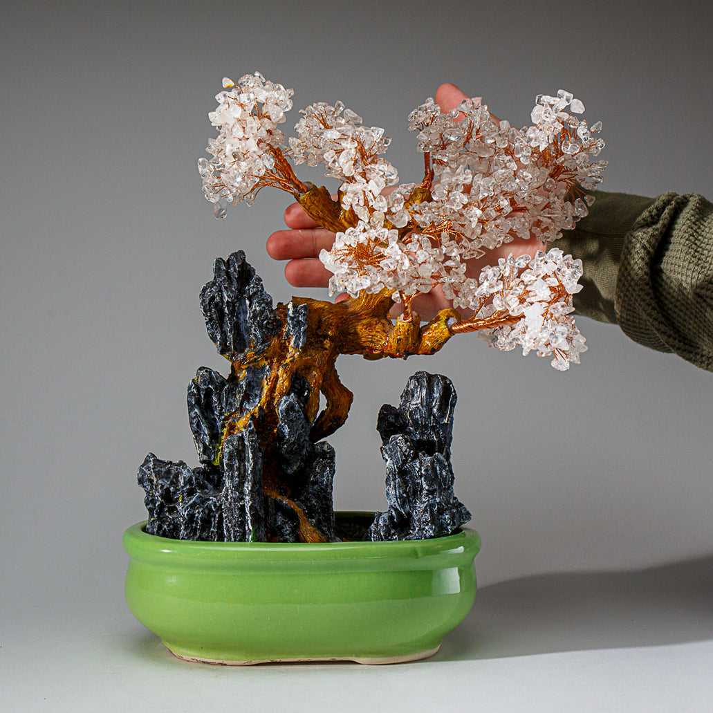 Genuine Quartz Gemstone Bonsai Tree in Oval Ceramic Pot (12” Tall) — Astro  Gallery of Gems