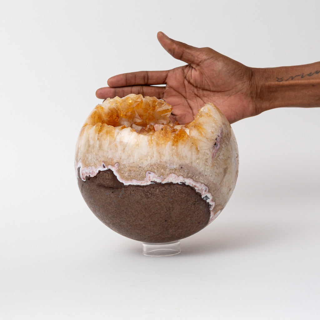 Genuine Citrine Geode Sphere from Brazil (16 lbs)