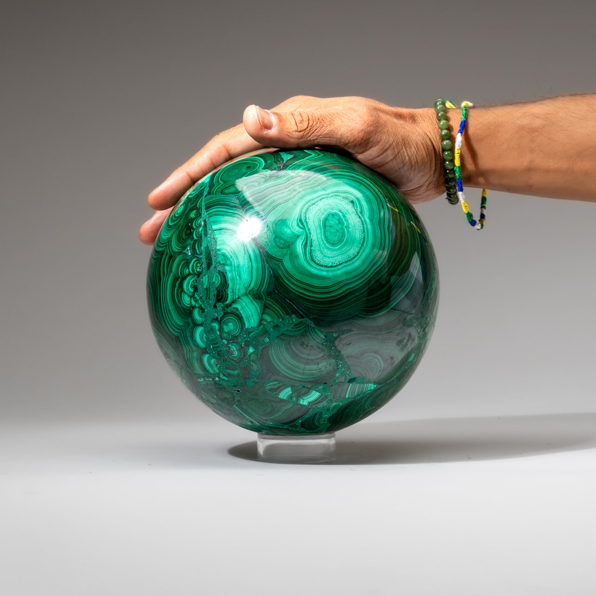 Genuine Polished Large Malachite Sphere (16.8 lbs)