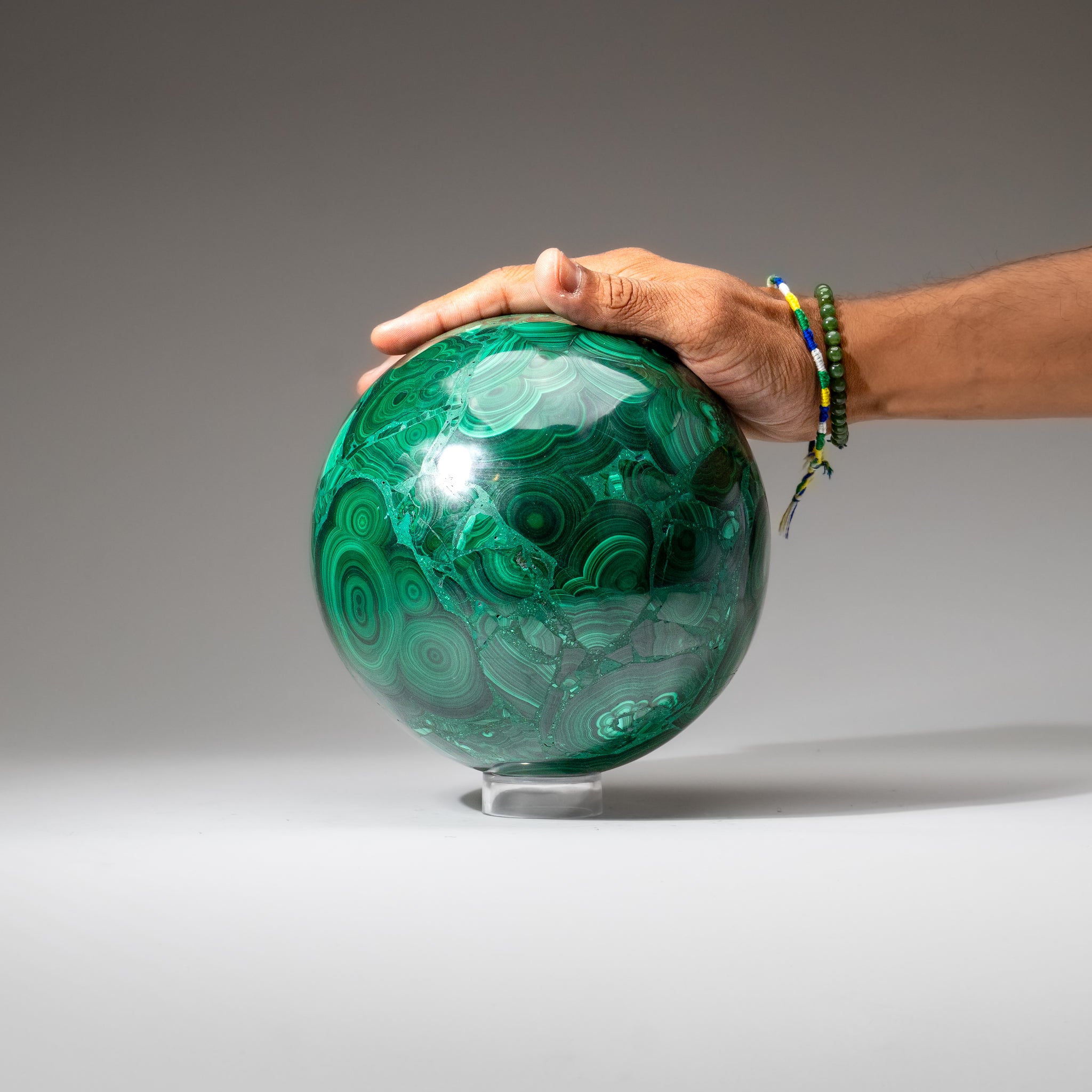 Genuine Polished Large Malachite Sphere (16.5 lbs)