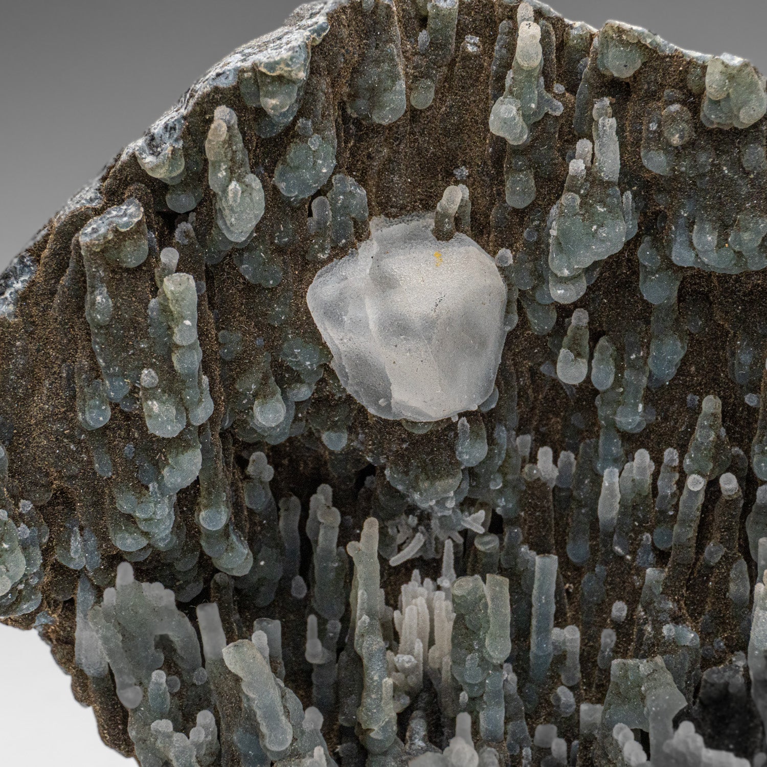 Calcite on Druzy Chalcedony From Nasik District, Maharashtra, India