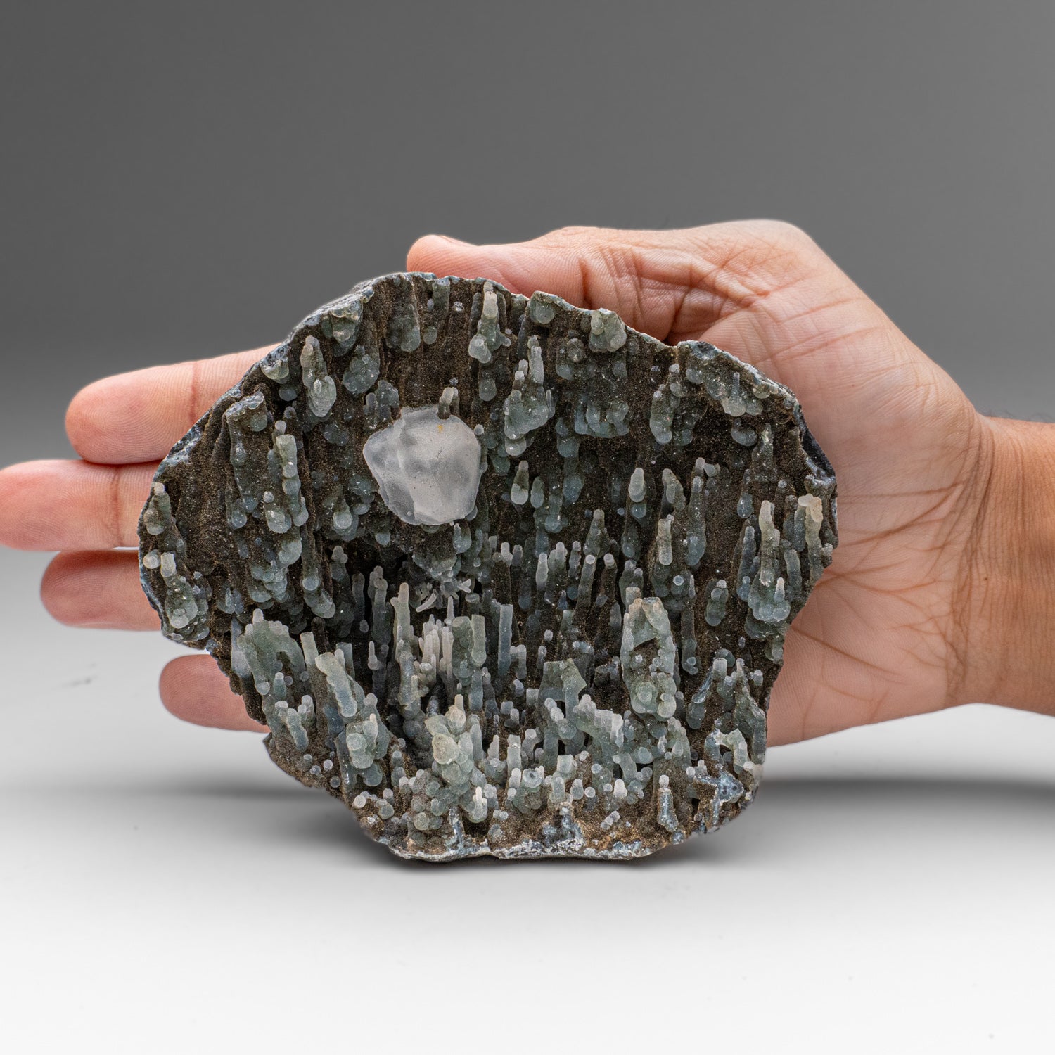 Calcite on Druzy Chalcedony From Nasik District, Maharashtra, India