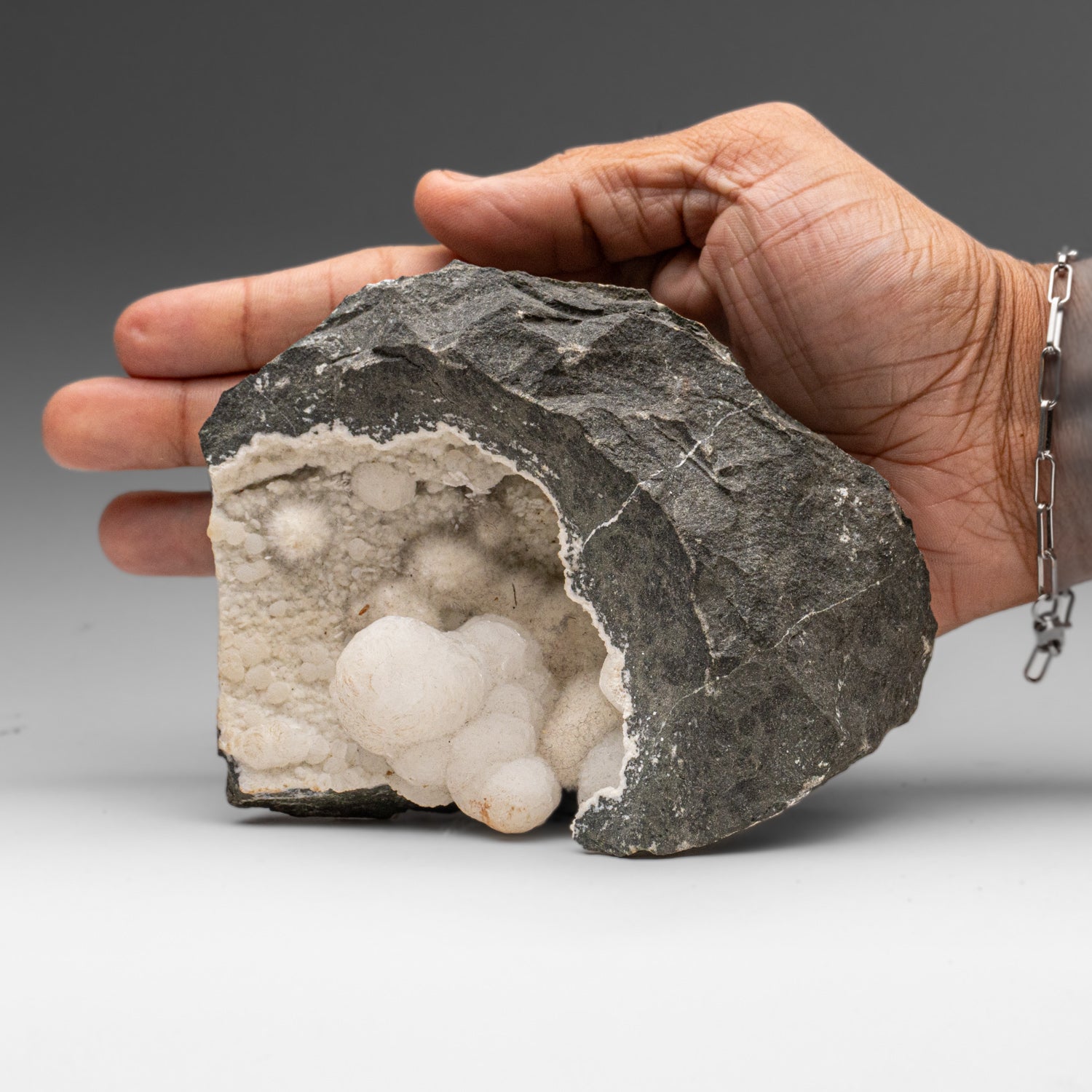 Okenite with Gyrolite Geode from Kandivali Quarry, Mumbai, Maharashtra, India