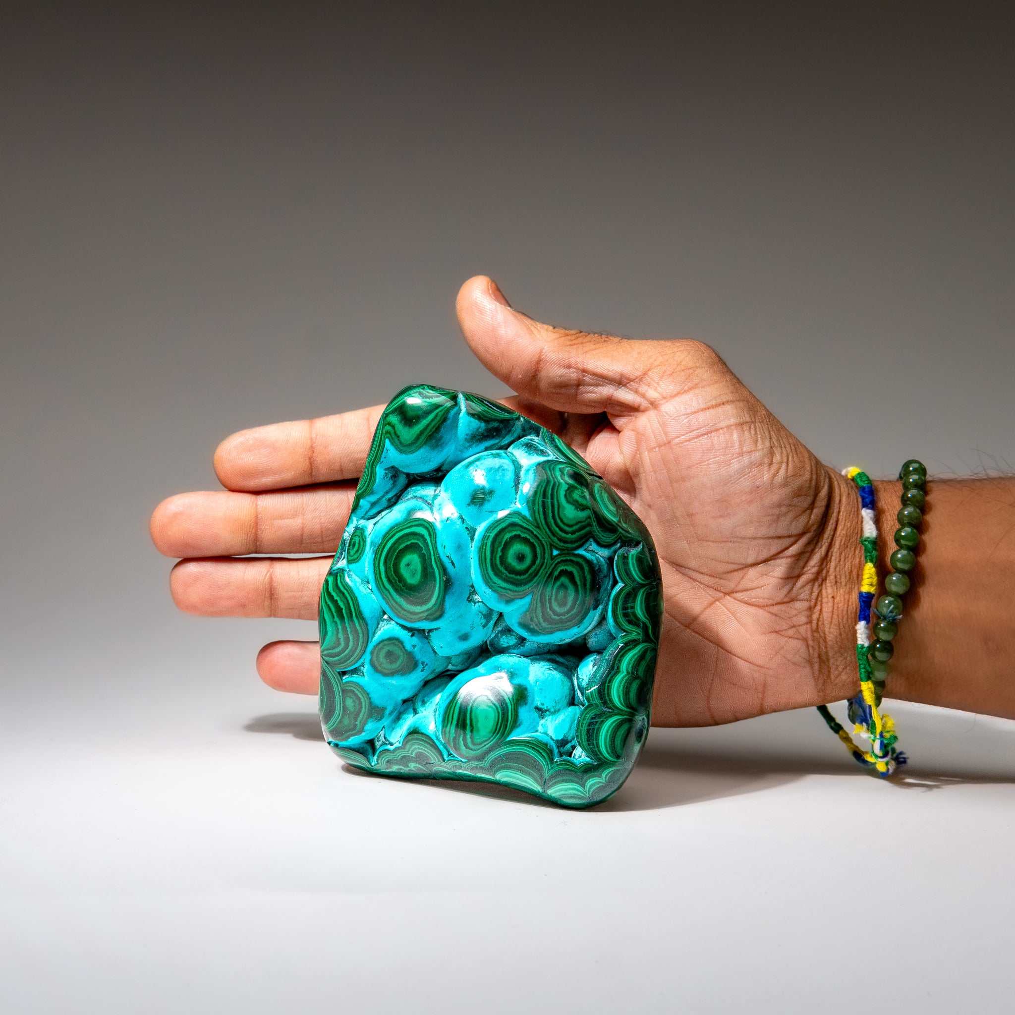 Malachite with Chrysocolla Polished Stone from Democratic Republic of the Congo (1.4 lbs)