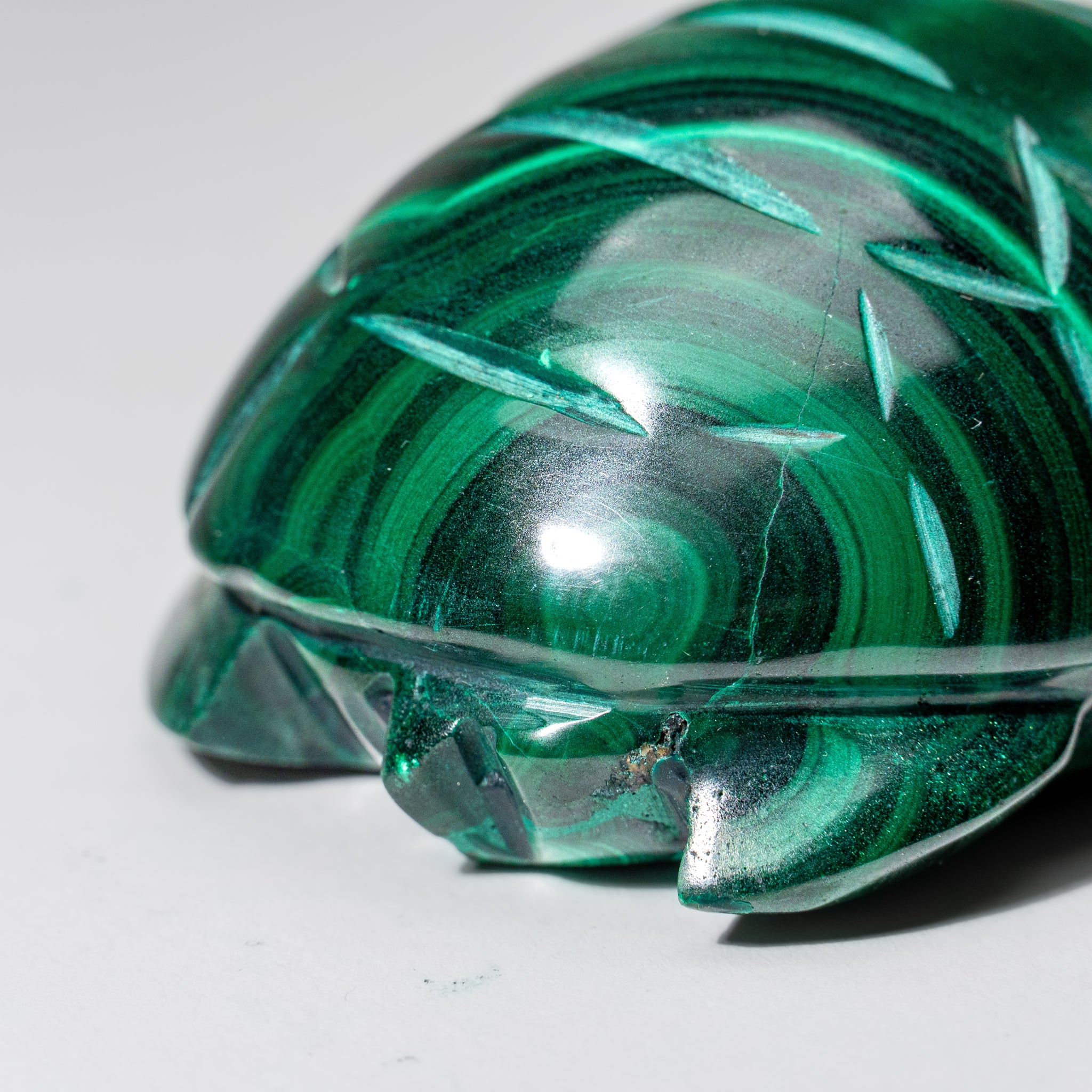Genuine Polished Malachite Turtle Carving (335 grams)