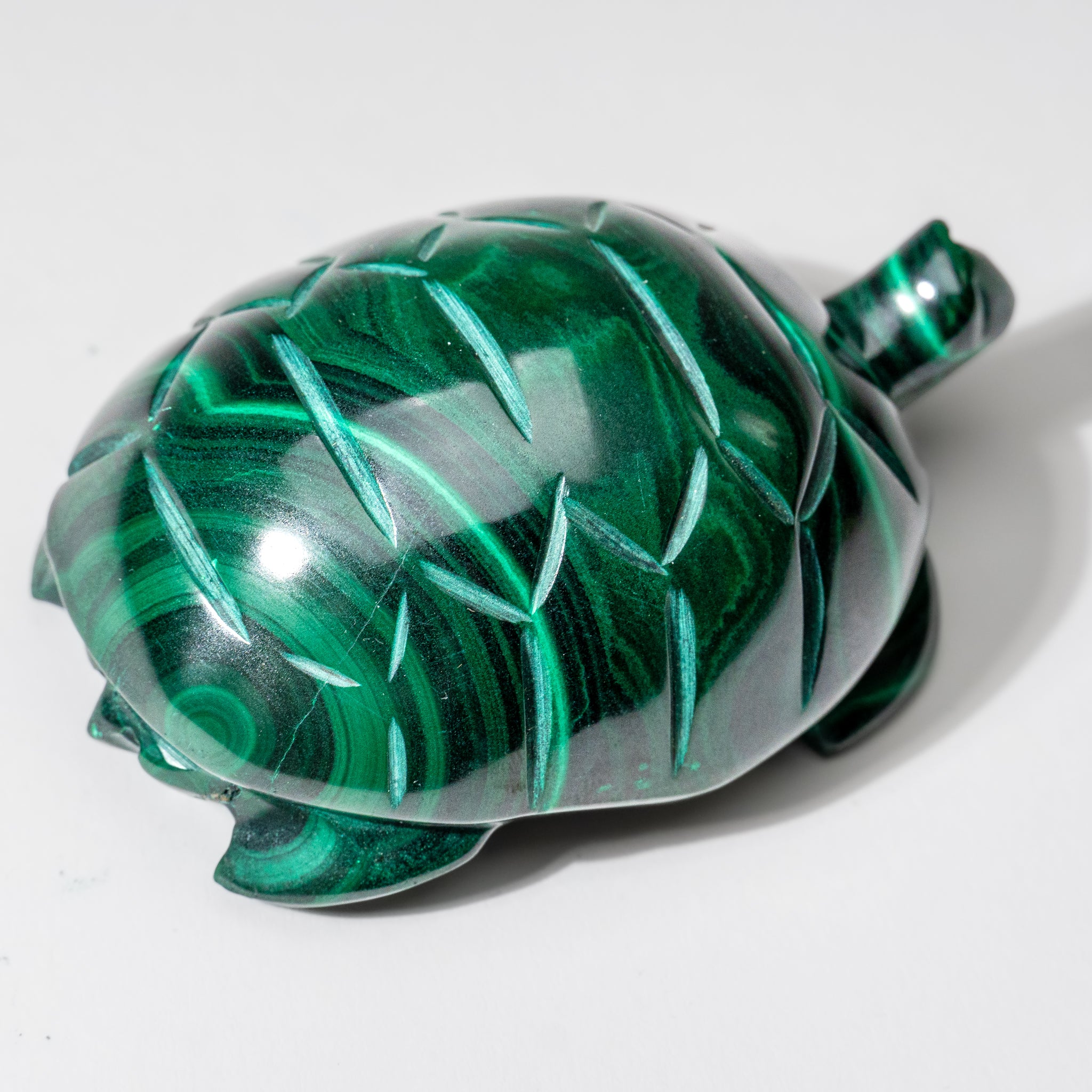 Genuine Polished Malachite Turtle Carving (335 grams)
