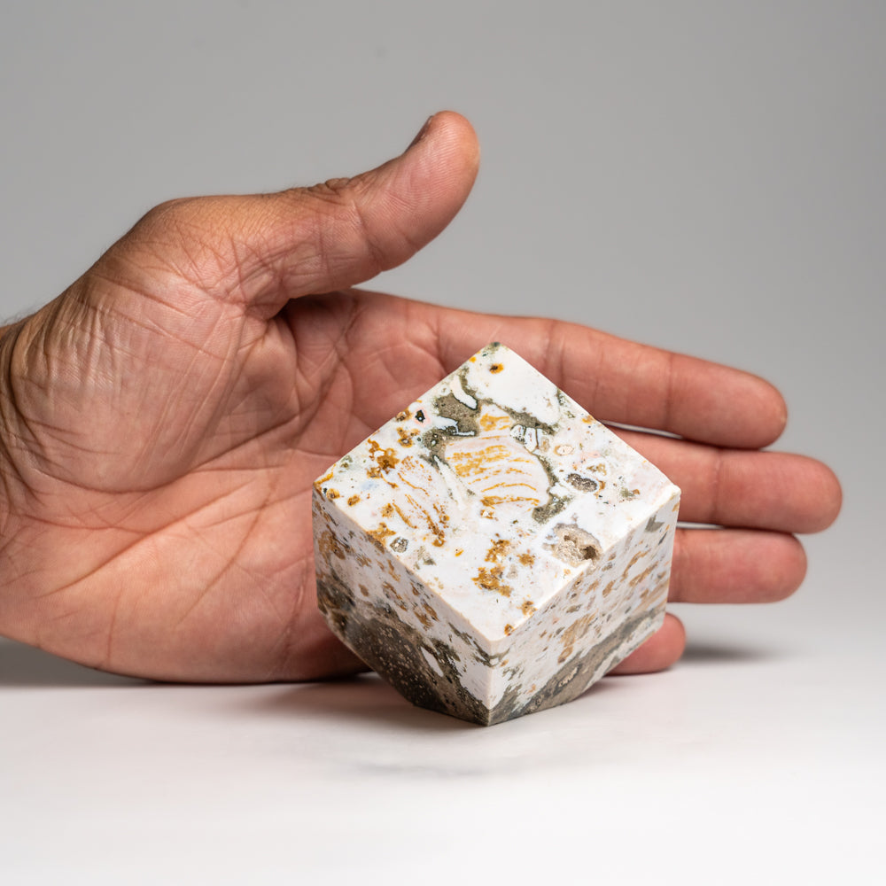 Polished Ocean Jasper Cube from Madagascar (.8 lbs)