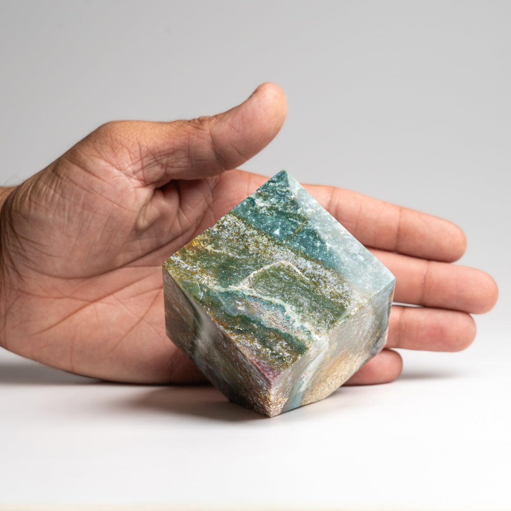 Polished Ocean Jasper Cube from Madagascar (1.15 lbs)