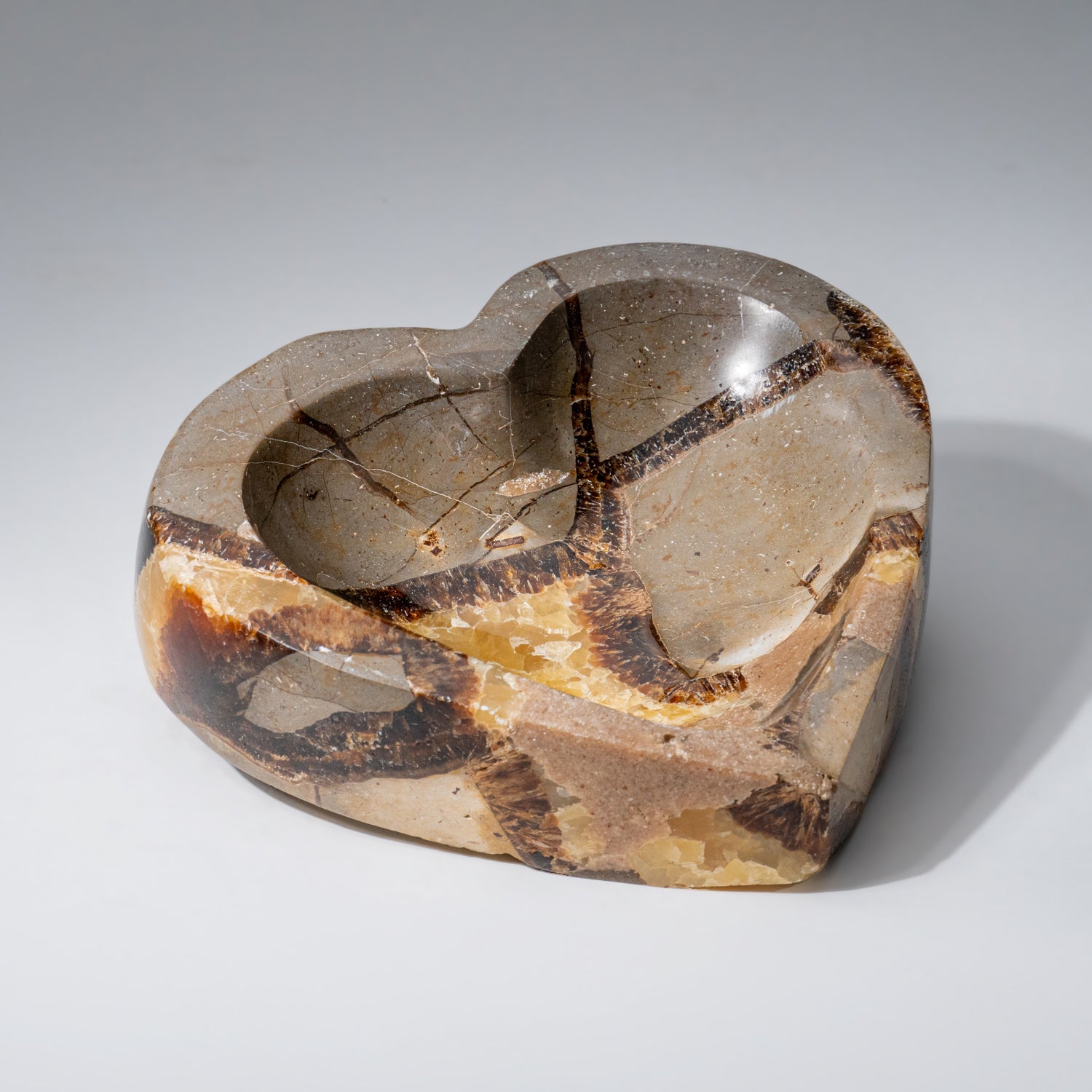 Genuine Polished Septarian Heart Shaped Bowl (2 lbs)