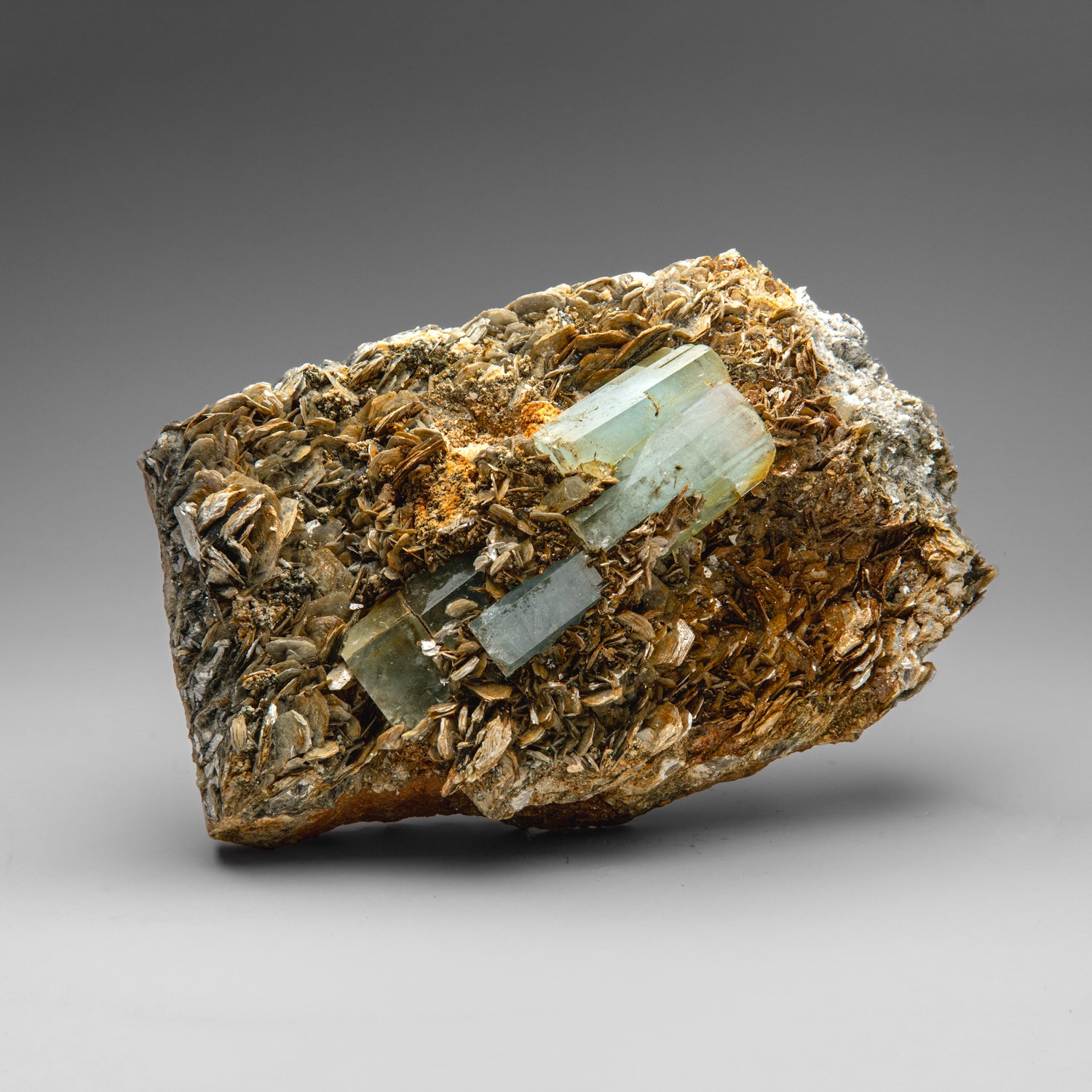 Aquamarine on Muscovite from Nagar, Hunza Valley, Pakistan