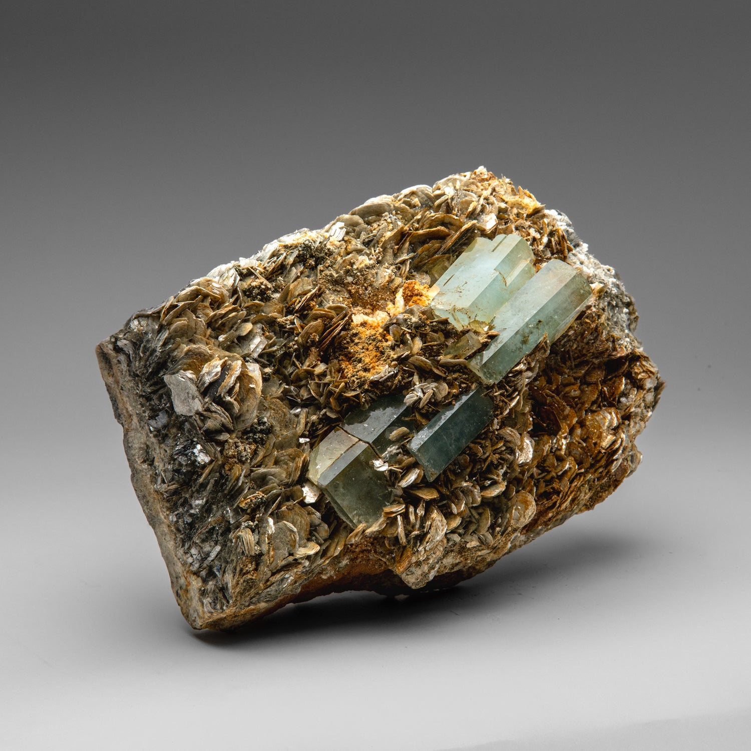 Aquamarine on Muscovite from Nagar, Hunza Valley, Pakistan