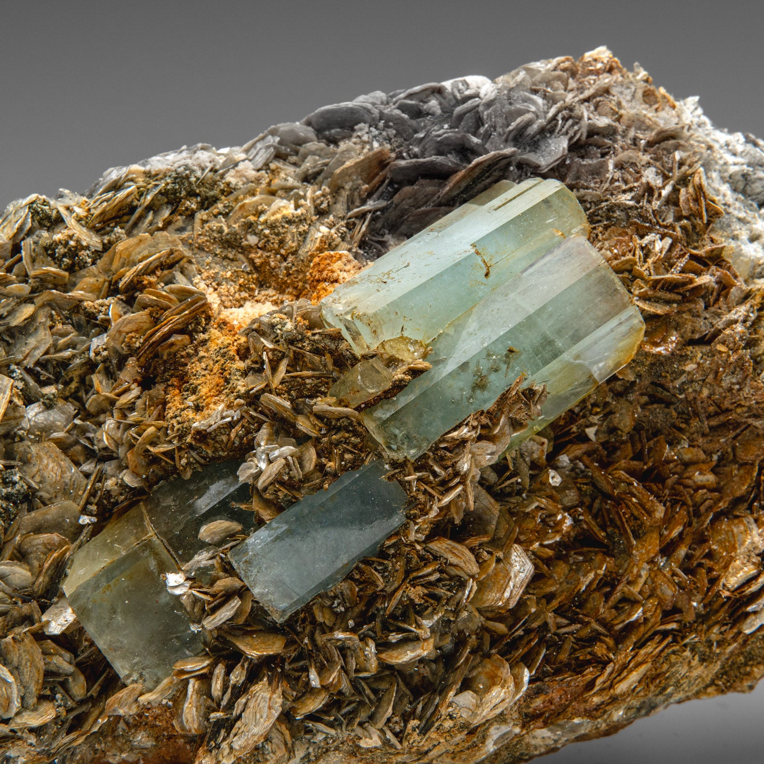 Aquamarine on Muscovite from Nagar, Hunza Valley, Pakistan