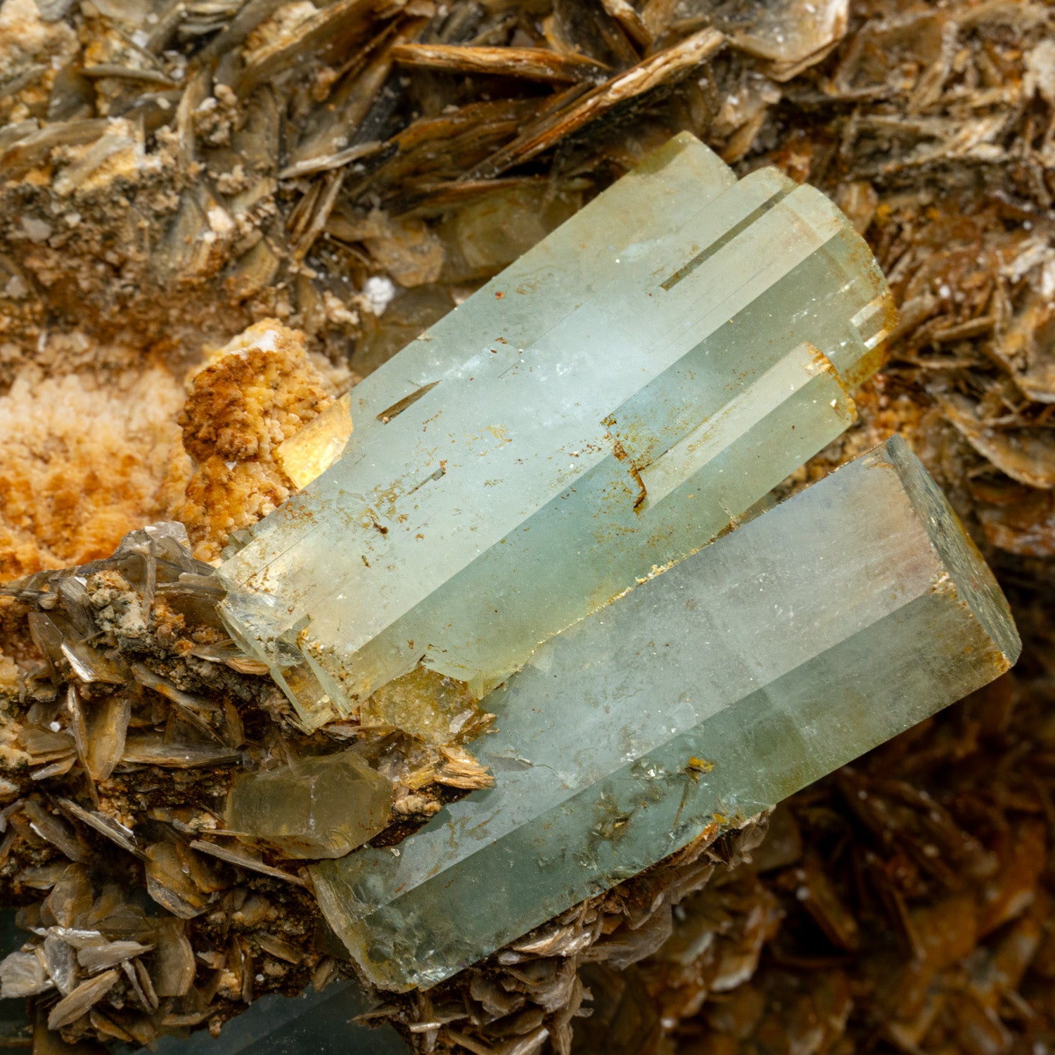 Aquamarine on Muscovite from Nagar, Hunza Valley, Pakistan