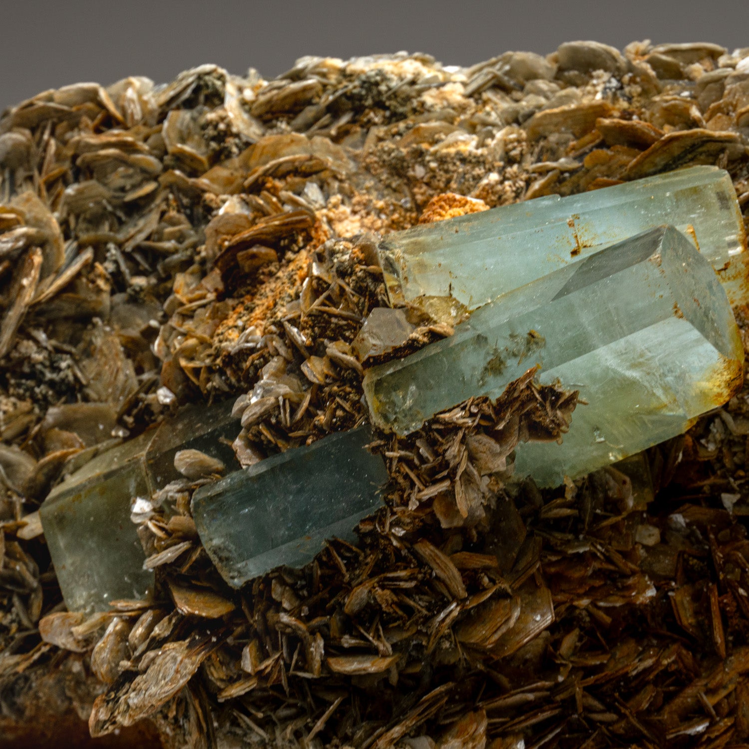 Aquamarine on Muscovite from Nagar, Hunza Valley, Pakistan