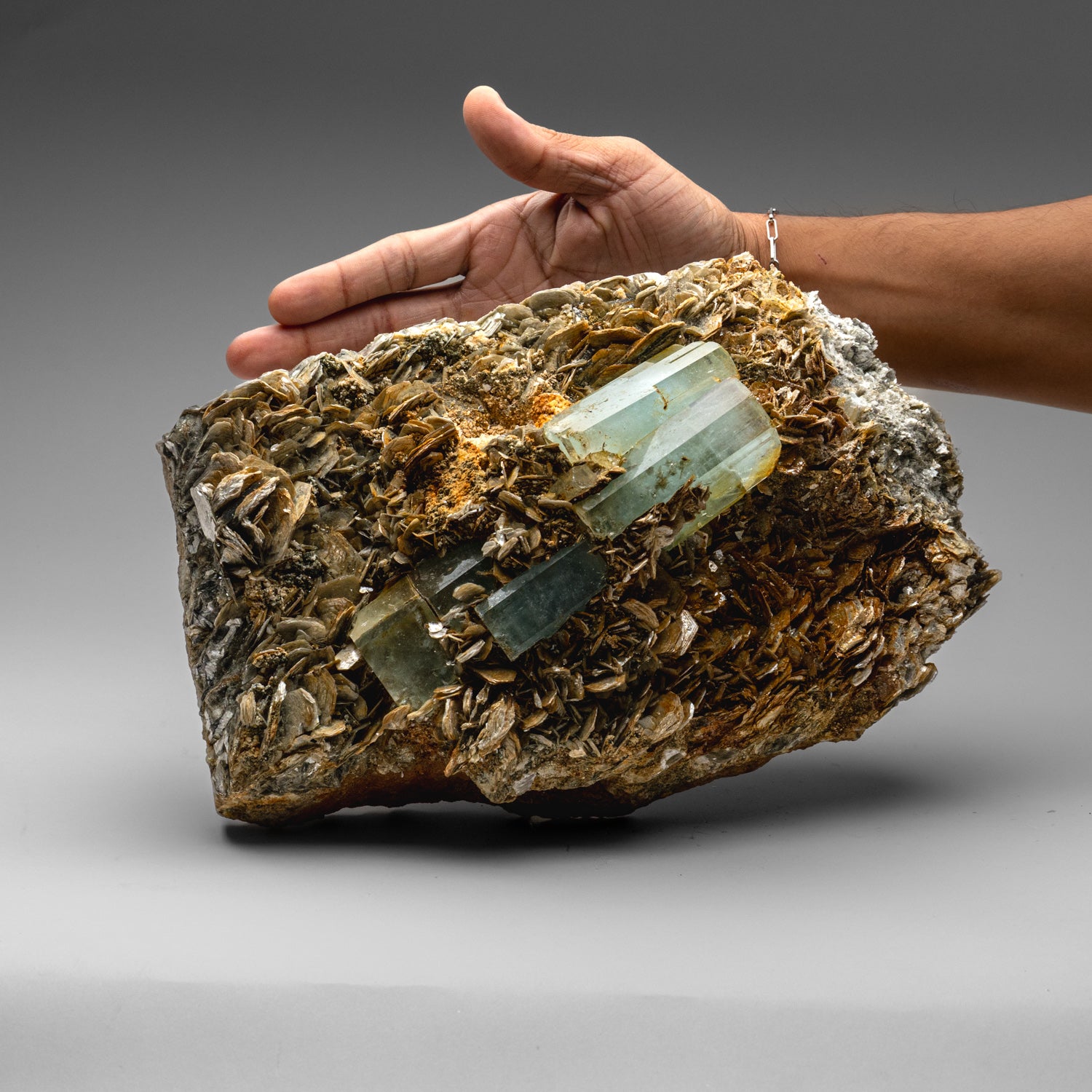Aquamarine on Muscovite from Nagar, Hunza Valley, Pakistan