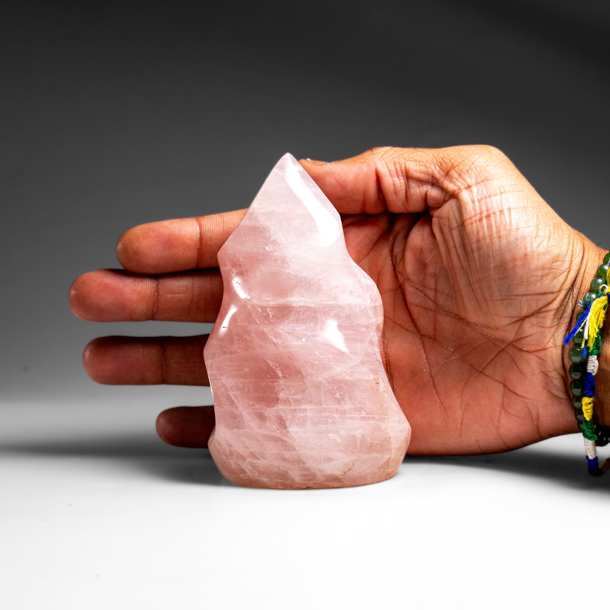 Polished Rose Quartz Flame Freeform From Brazil (401 grams)